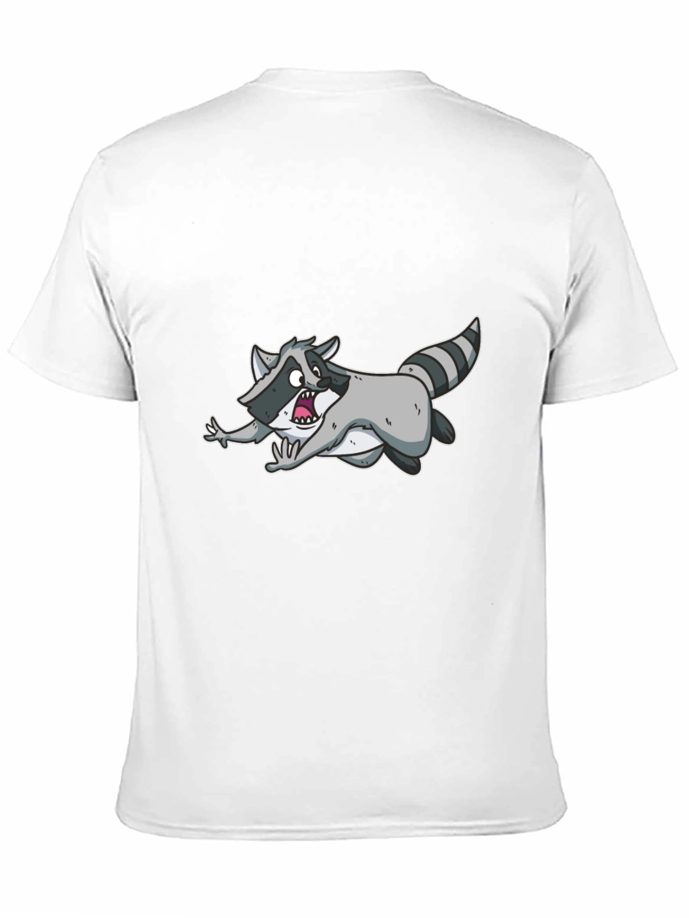 Black Funny Raccoon Cartoon Graphic Black T-Shirt view 11