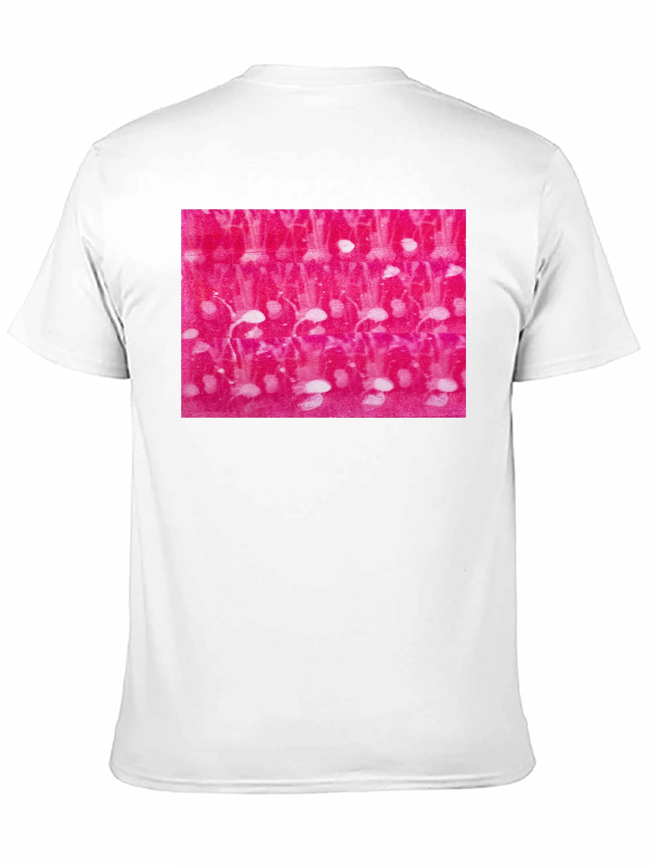 Black Abstract Pink and White Pattern Black T-Shirt view 11