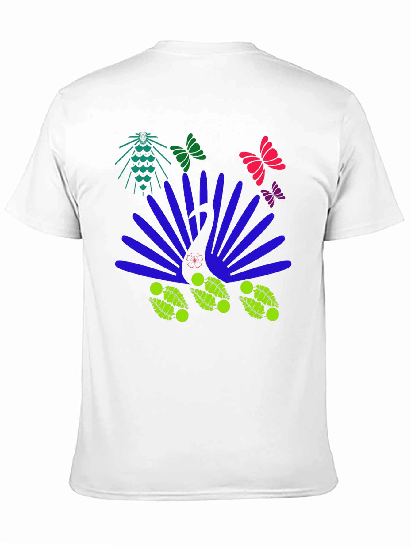 Black Abstract Peacock Graphic Tee view 11