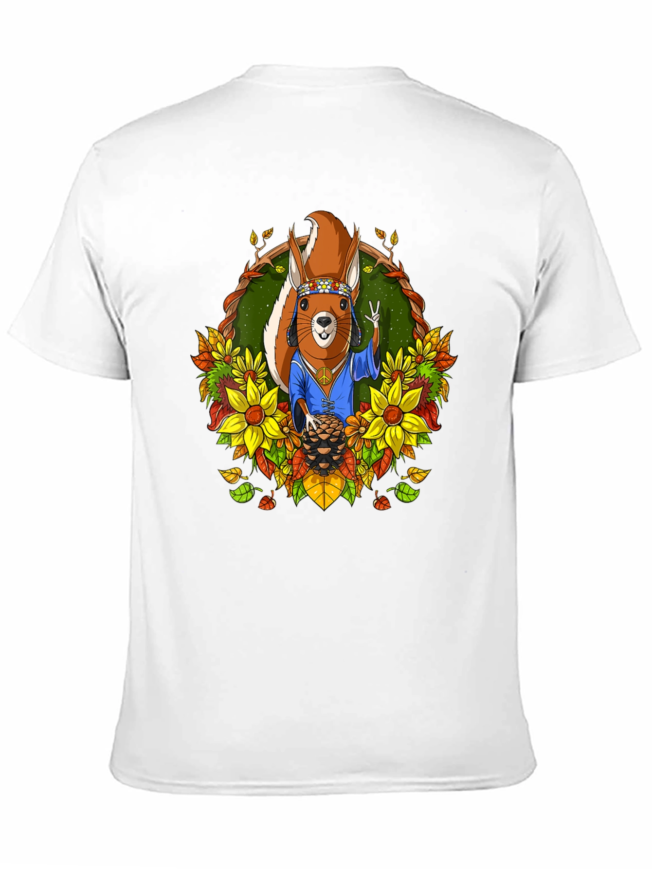 Black Hippie Squirrel T-Shirt: Peace, Love, & Nuts view 11