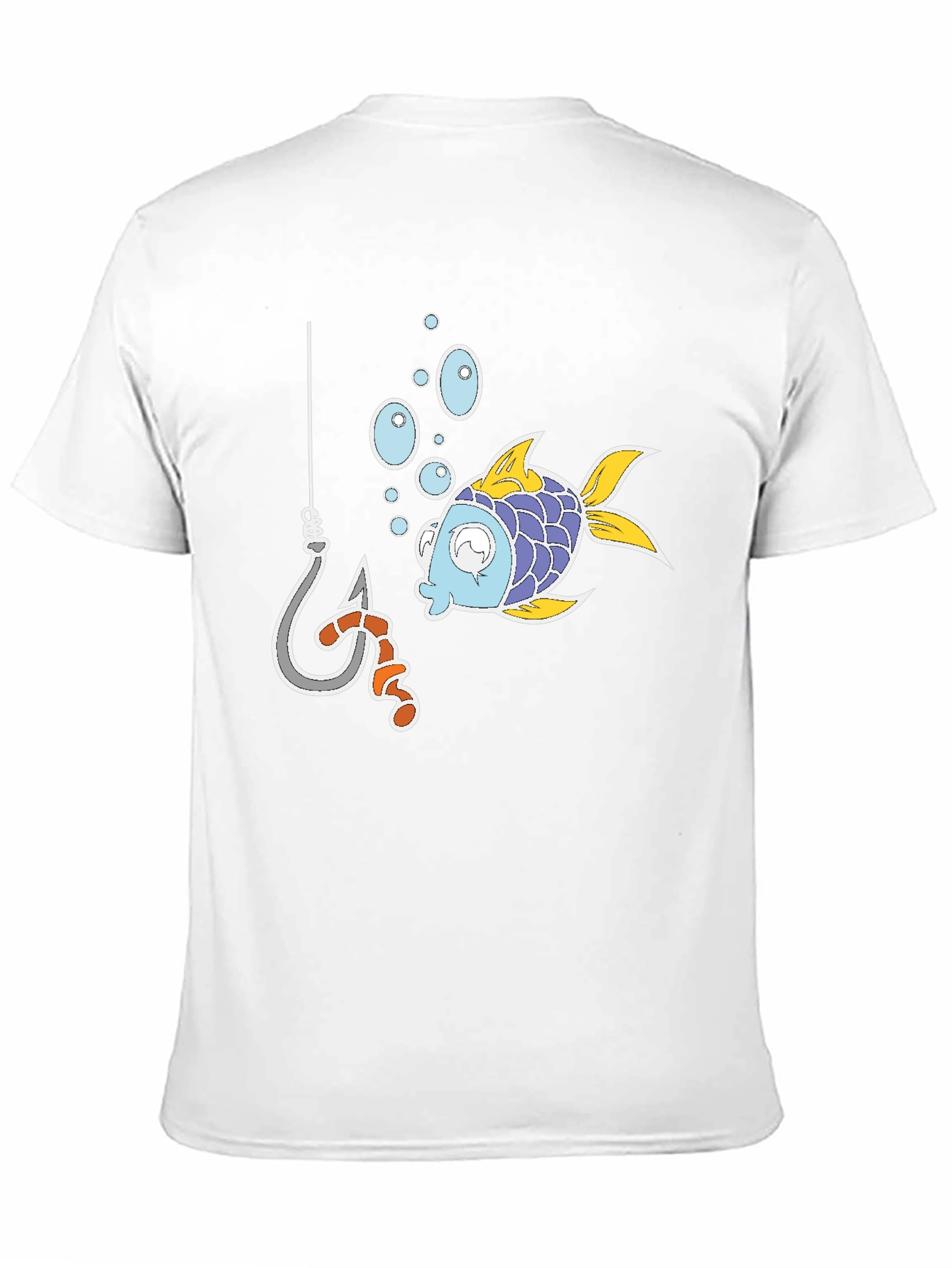 Black Funny Fish Hook Cartoon Graphic Tee view 11