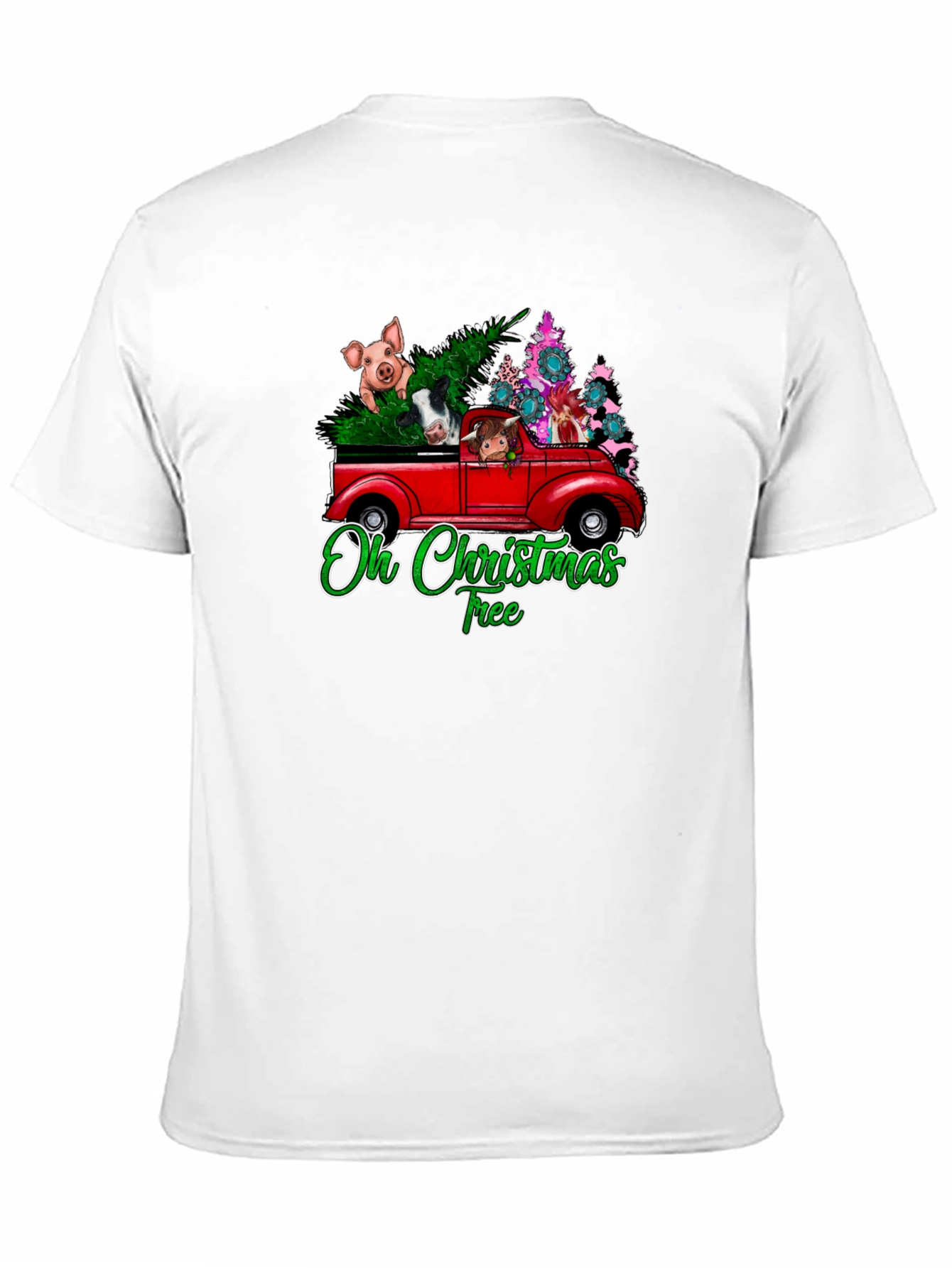 Black Oh Christmas Tree Animals Truck T-Shirt view 11