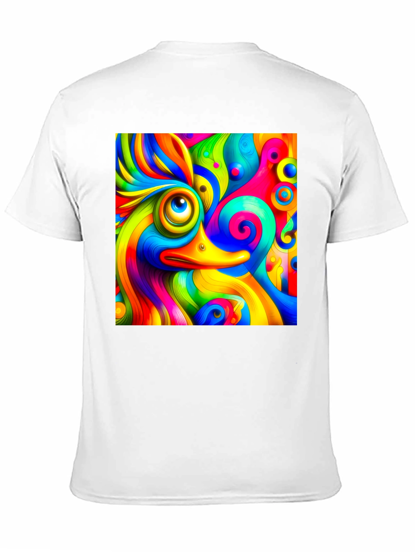 Black Psychedelic Duck Graphic Tee - Vibrant Colors view 11