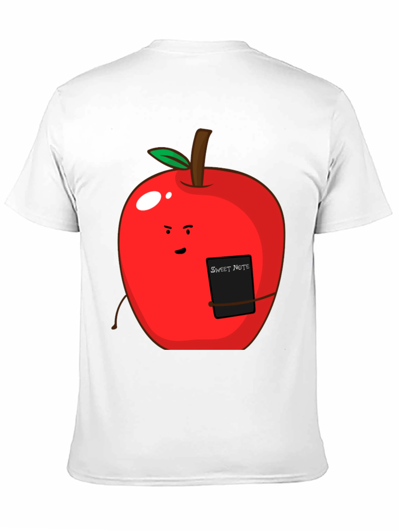 Black Sweet Note Apple Graphic Tee - Novelty Fruit Shirt view 11