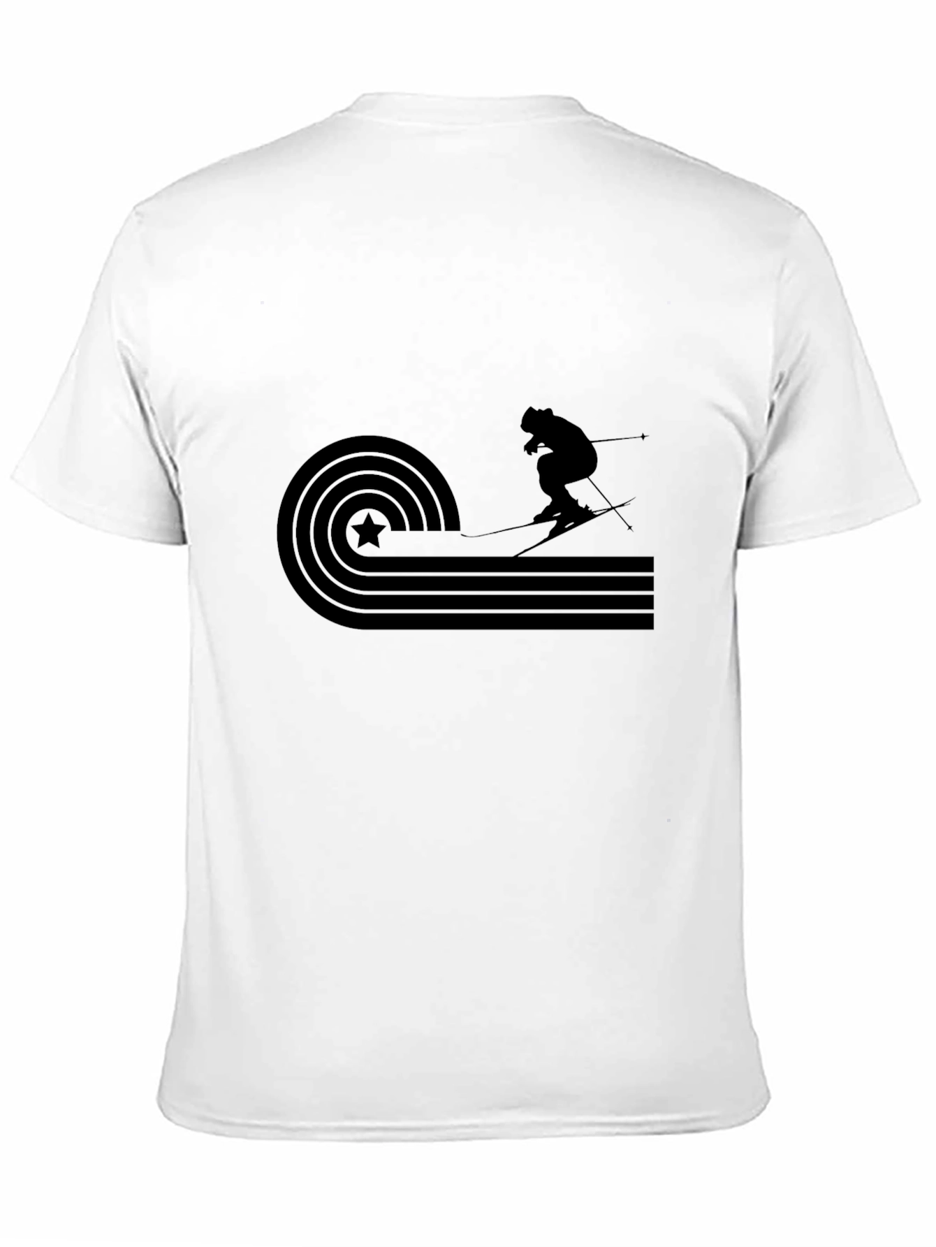 Black Retro Skiing Graphic Tee - Black Cotton T-Shirt view 11