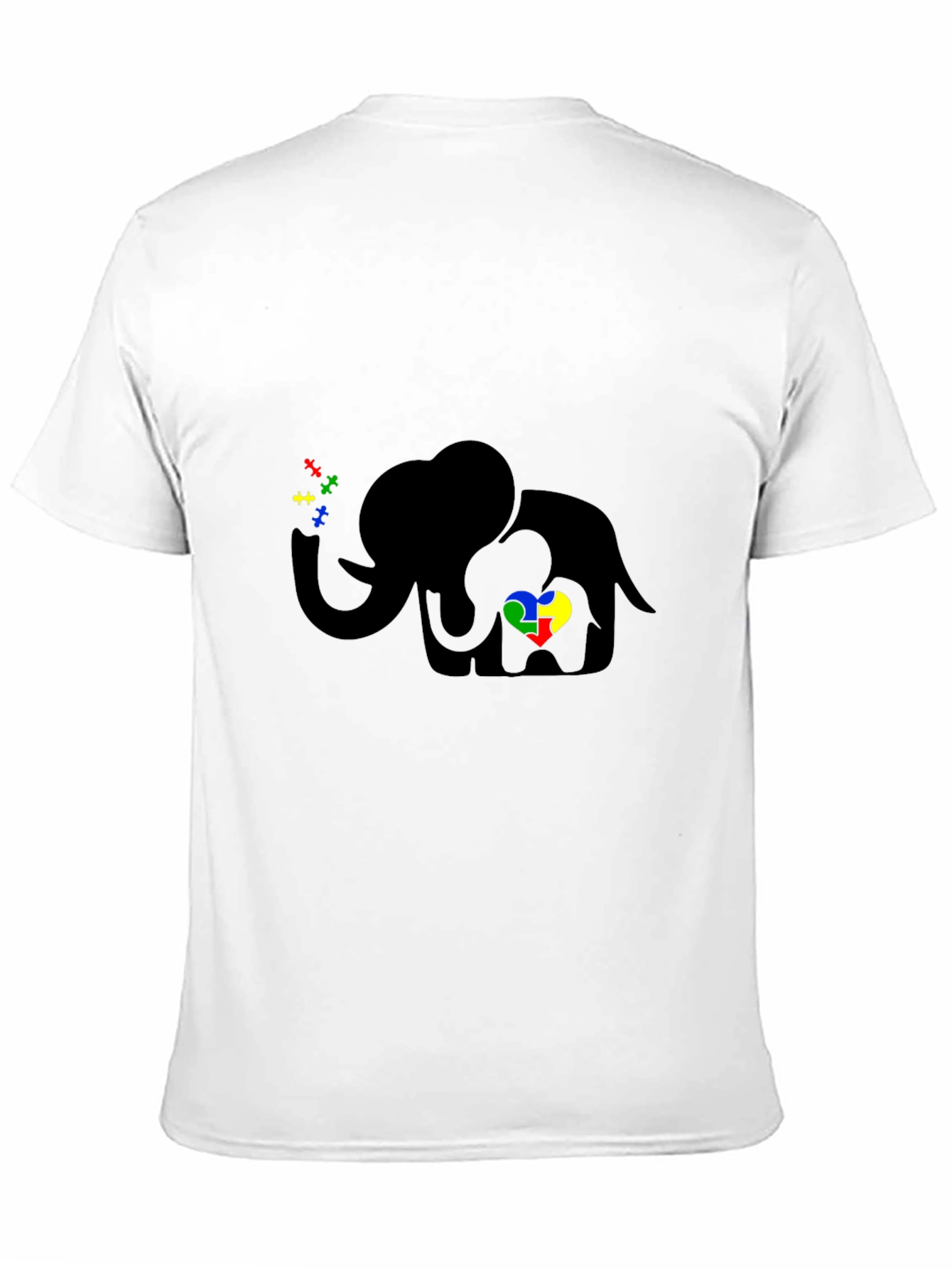 Black Autism Awareness Elephant T-Shirt view 11