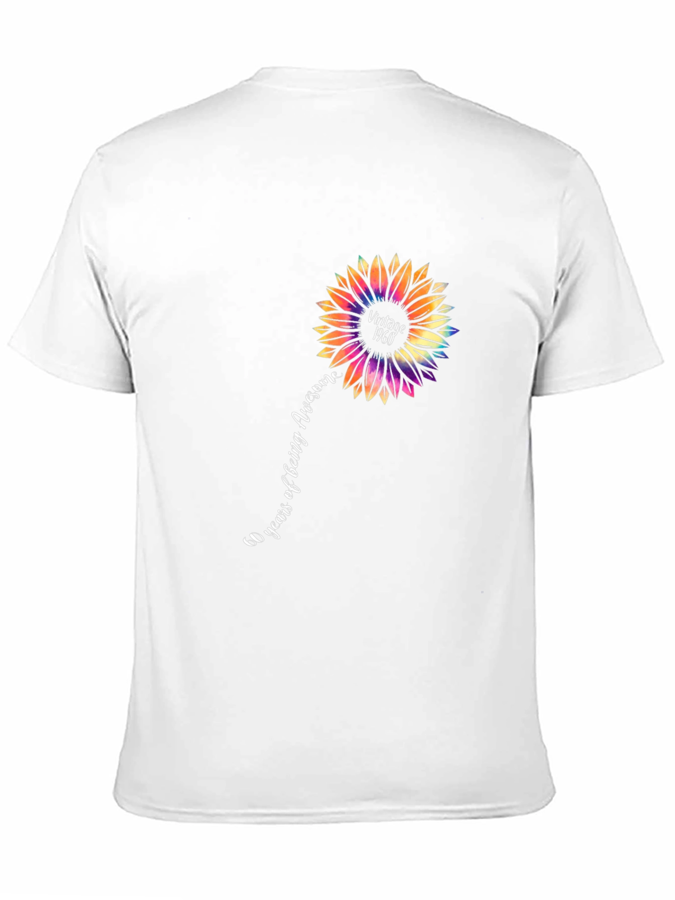 Black Vintage 1960 Sunflower Black T-Shirt view 11