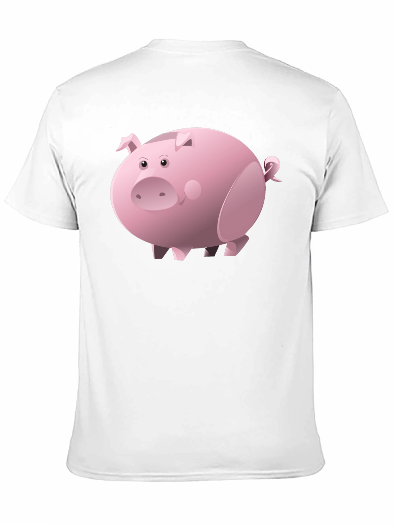 Black Cartoon Pig Black T-Shirt | Unisex view 11