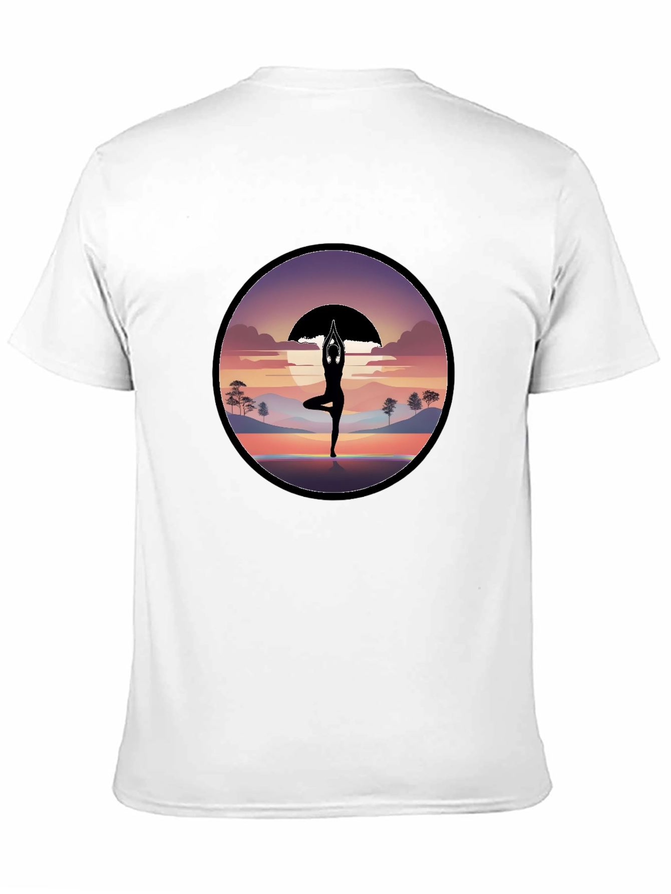 Black Yoga Silhouette Sunset Graphic T-Shirt view 11