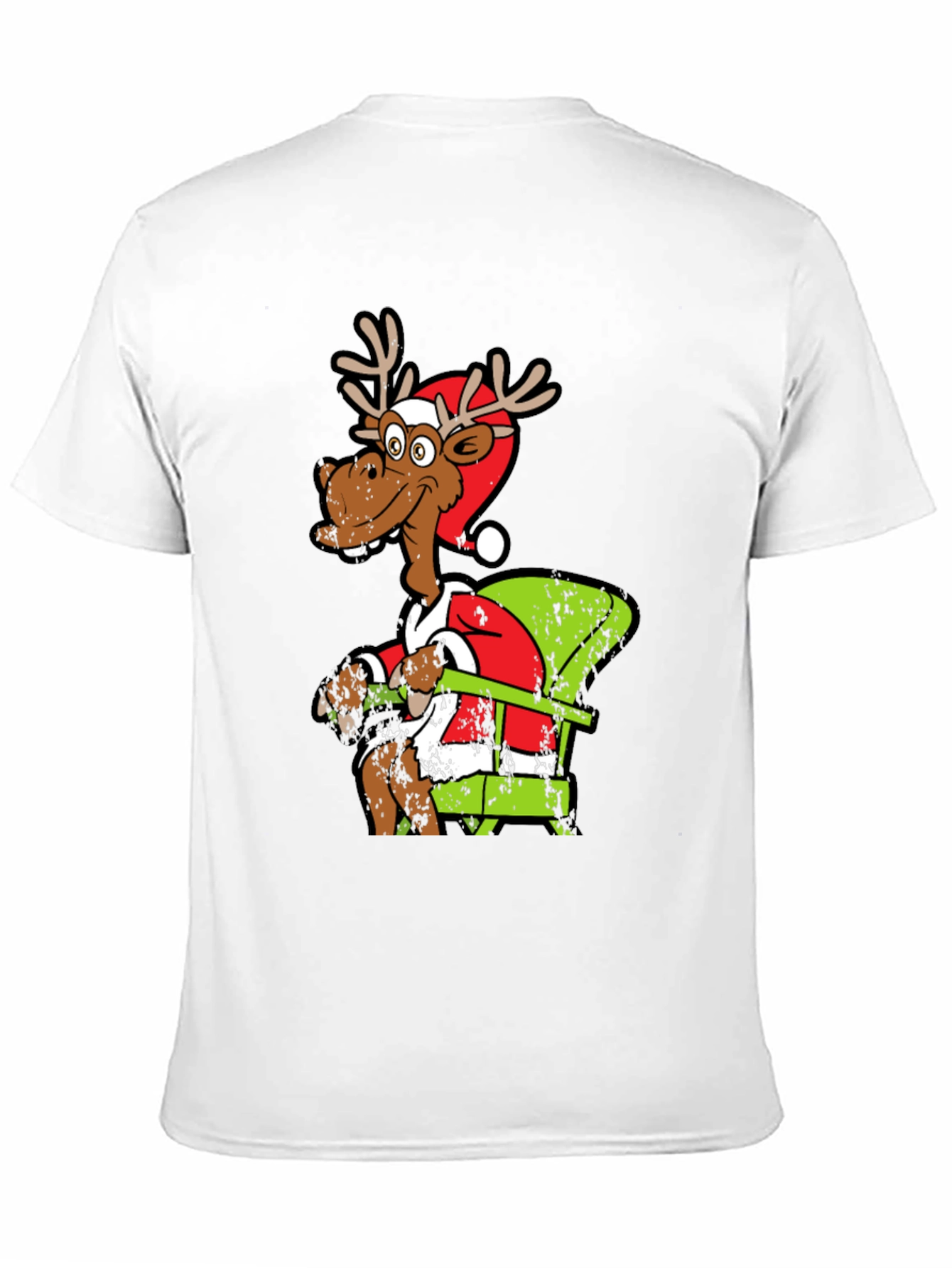 Black Funny Reindeer Santa T-Shirt view 11