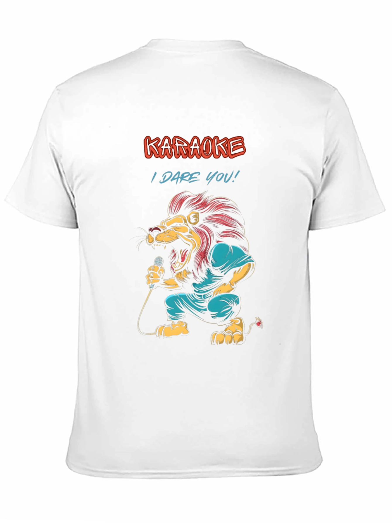 Black Karaoke Lion Graphic Tee - "I Dare You!" Black T-Shirt view 11
