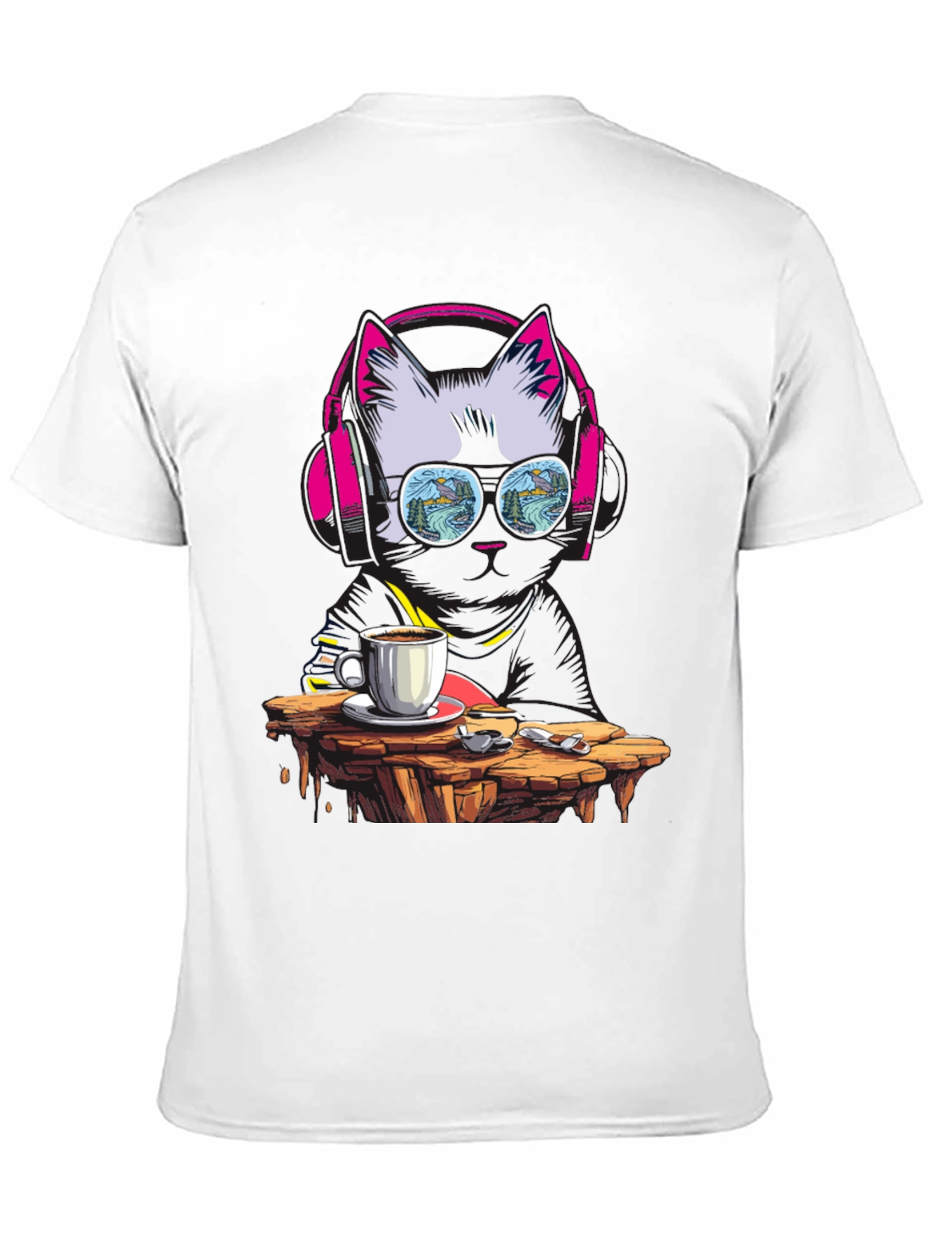 Black Cool Cat Coffee T-Shirt - DJ Kitty Tee view 11