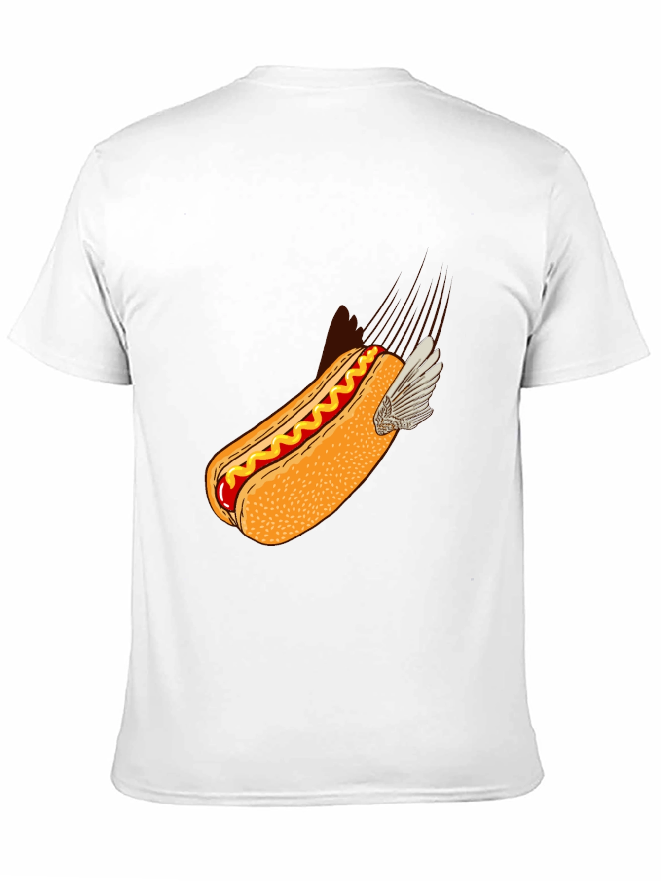 Black Flying Hot Dog Graphic T-Shirt - Novelty Food Tee view 11