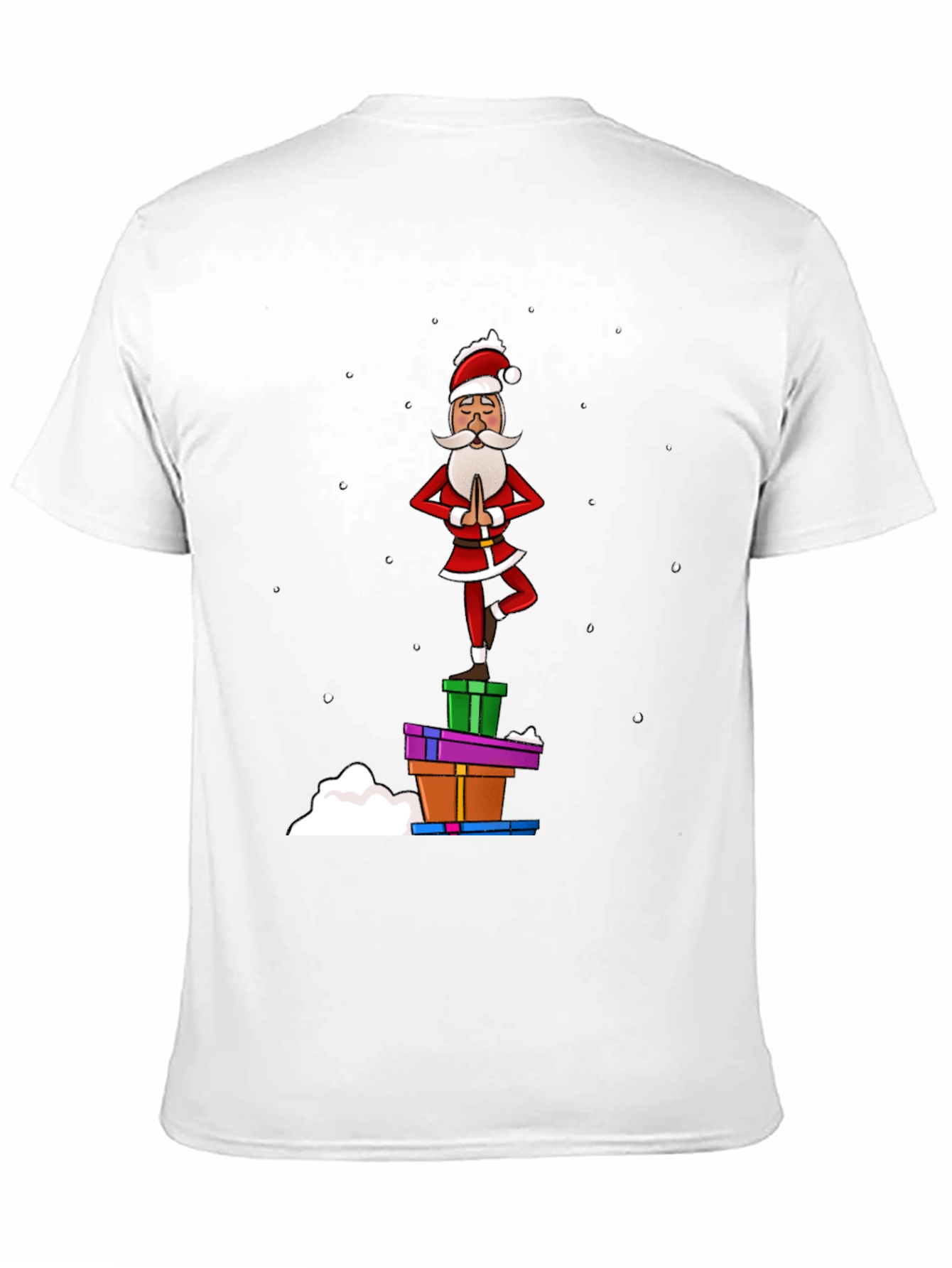 Black Yoga Santa T-Shirt - Festive Holiday Apparel view 11
