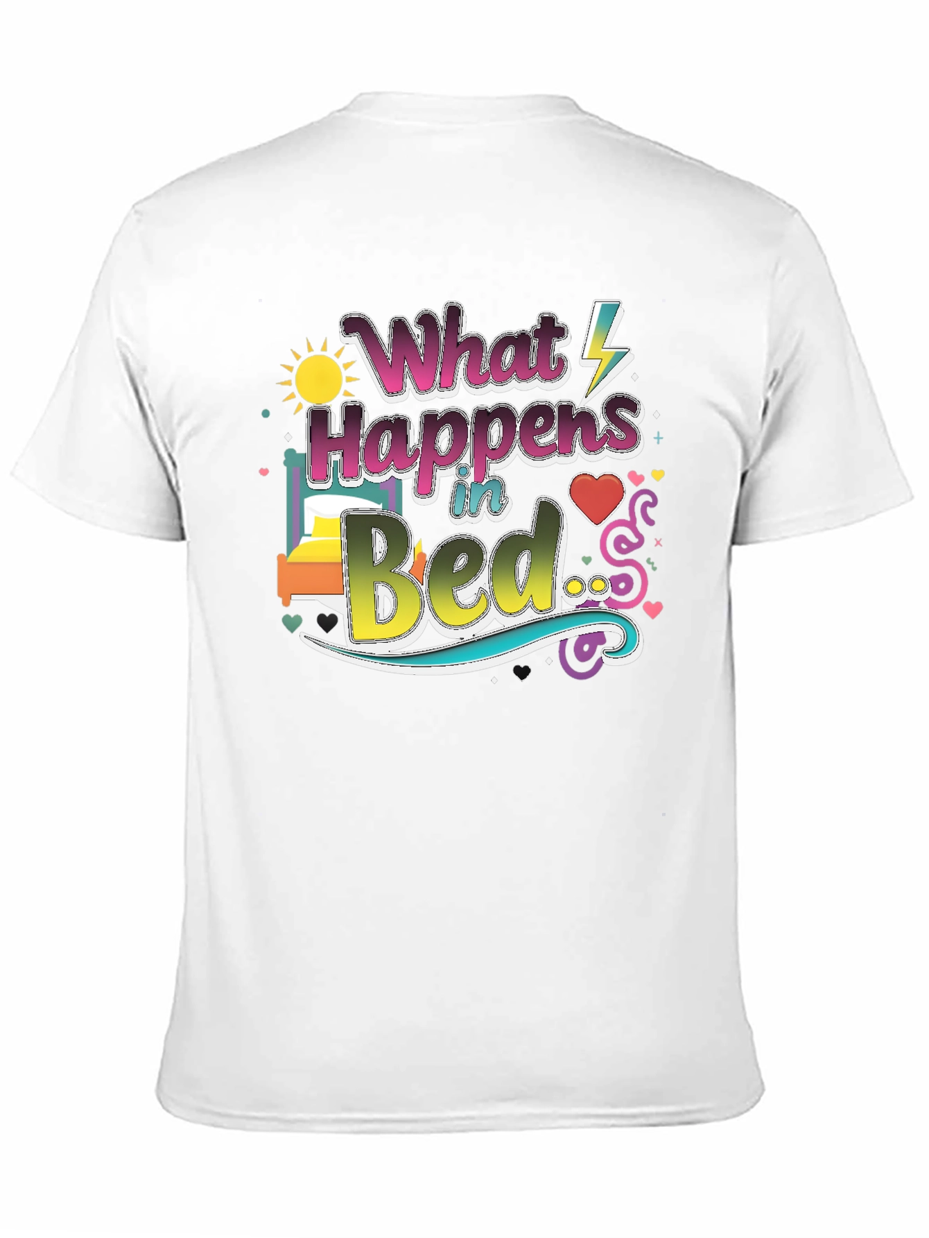 Black What Happens in Bed Graphic T-Shirt view 11