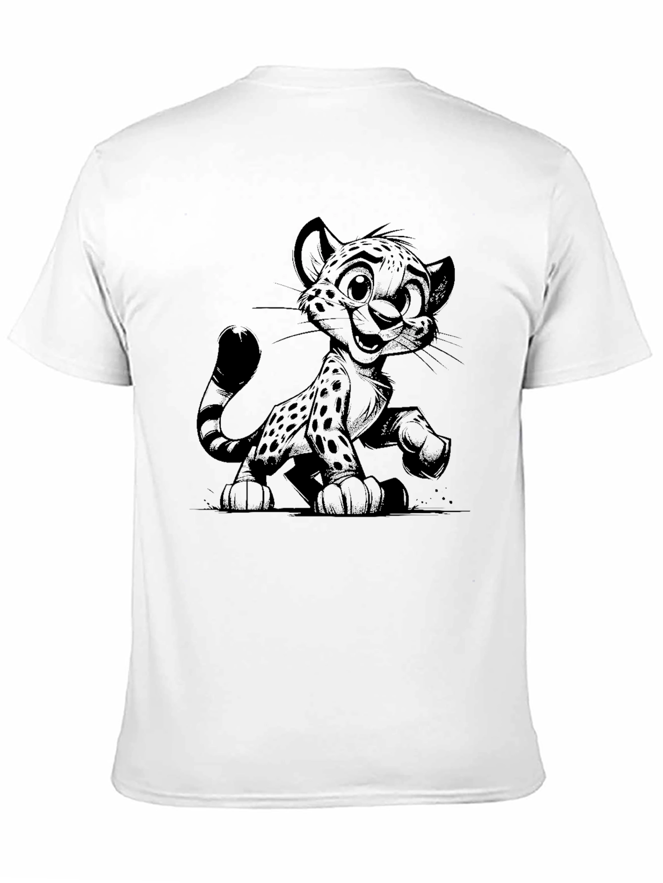 Black Cute Cheetah Graphic Black T-Shirt view 11