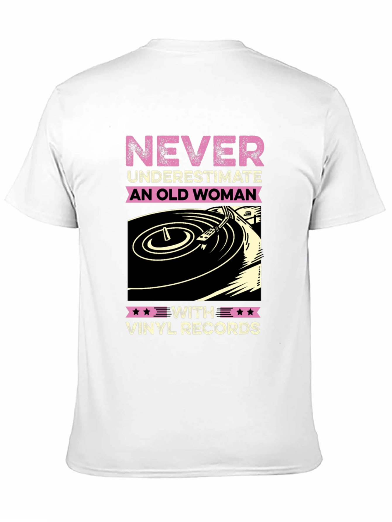 Black Never Underestimate Old Woman Vinyl Records T-Shirt view 11