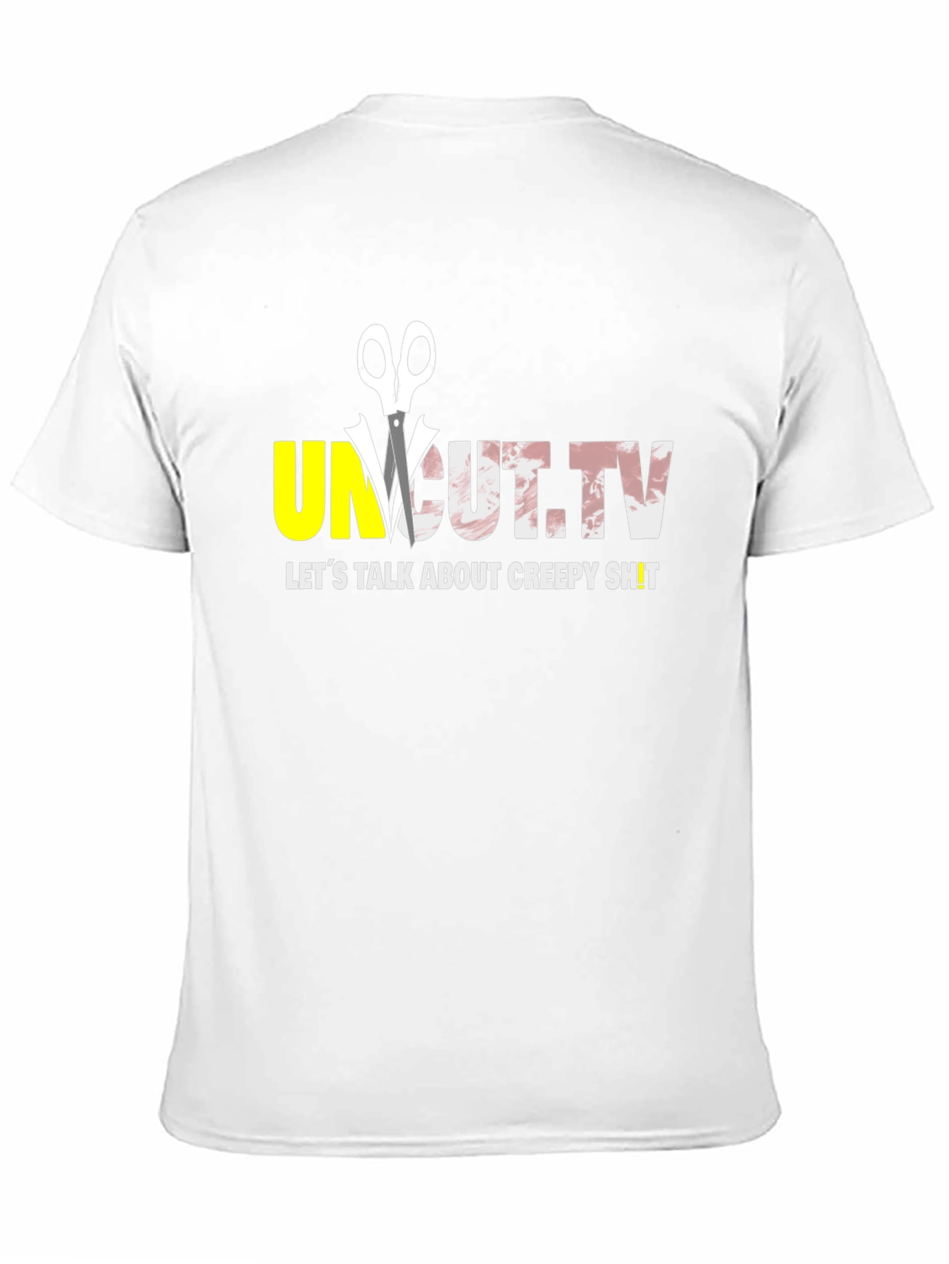 Black Uncut.TV Creepy Content Black T-Shirt view 11