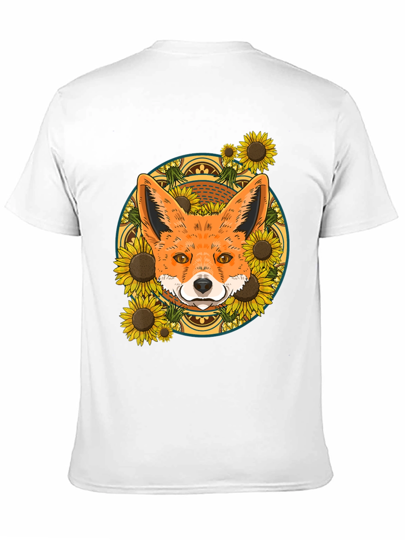 Black Fox & Sunflower Graphic Tee - Nature Lover's T-Shirt view 11