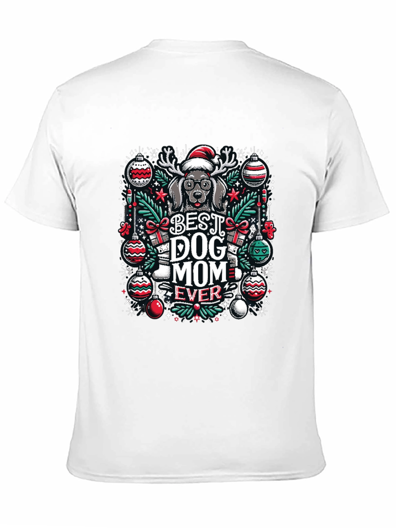 Black Best Dog Mom Ever Christmas T-Shirt view 11