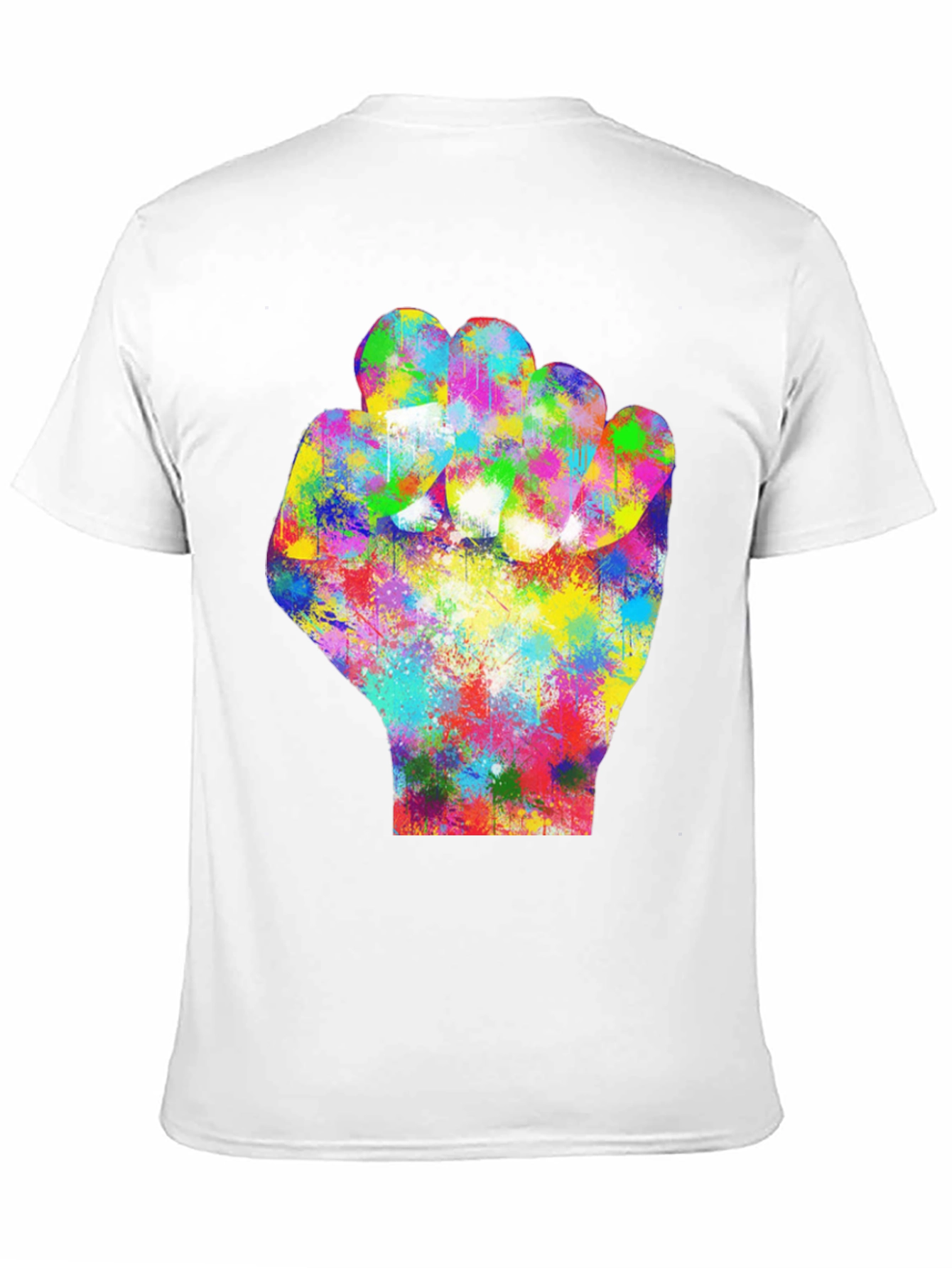 Black Colorful Fist Graphic Black T-Shirt view 11