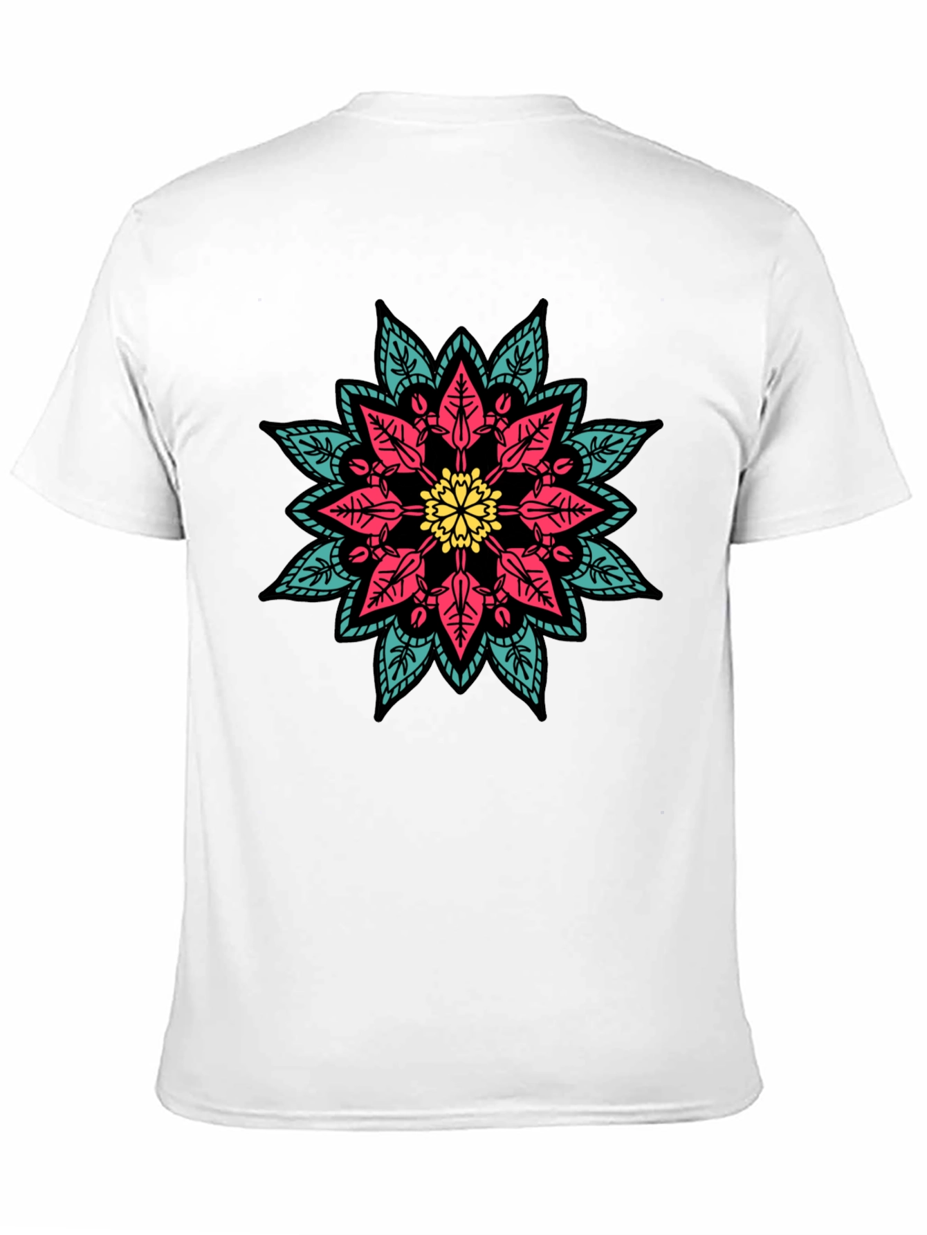Black Geometric Mandala Graphic Print Black T-Shirt view 11