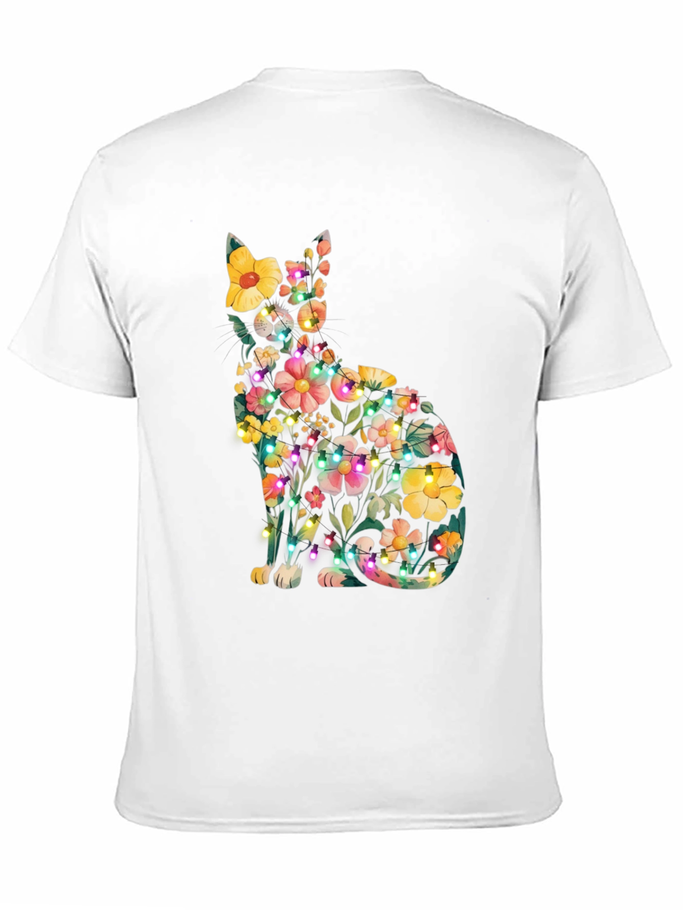 Black Floral Cat Tee - Whimsical & Unique Design view 11