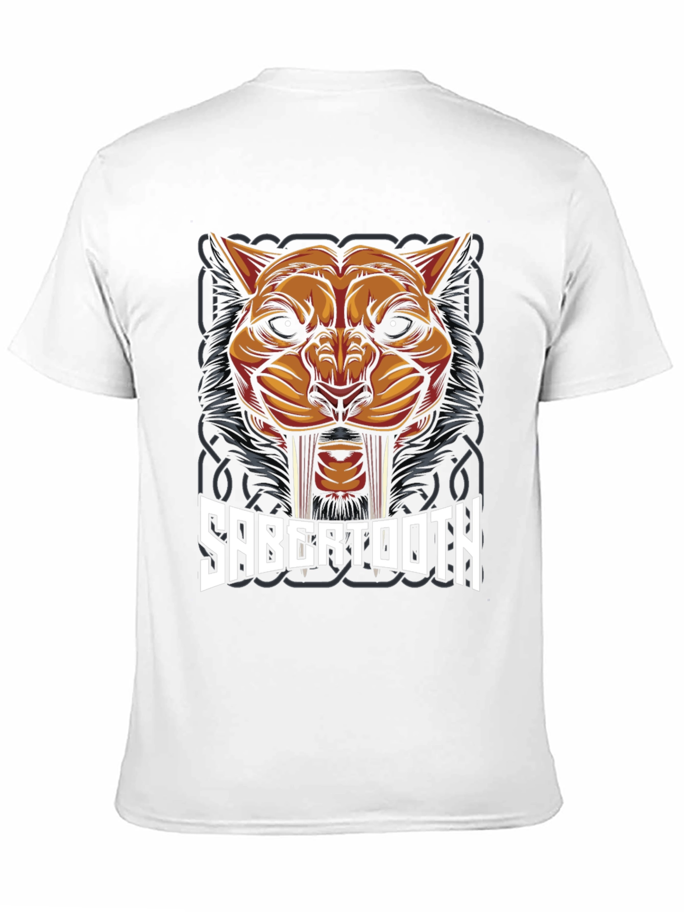Black Sabertooth Tiger Graphic T-Shirt view 11