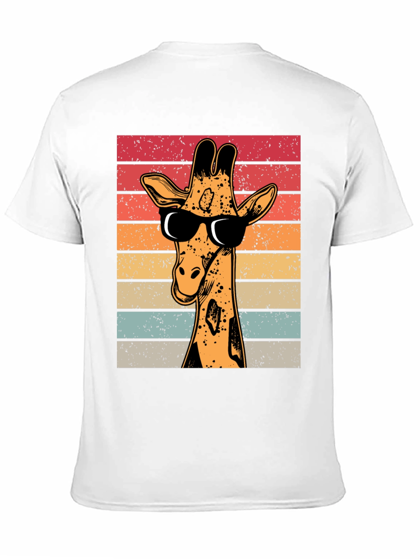 Black Cool Giraffe Retro T-Shirt view 11