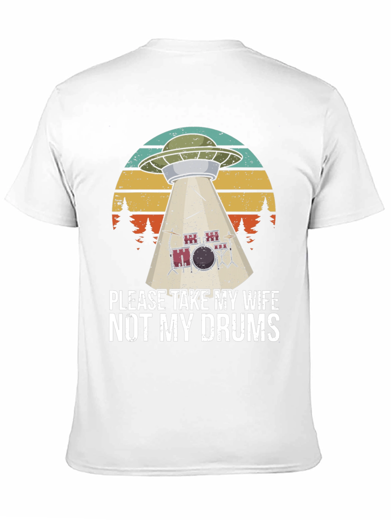 Black Funny UFO Abduction Drums T-Shirt view 11
