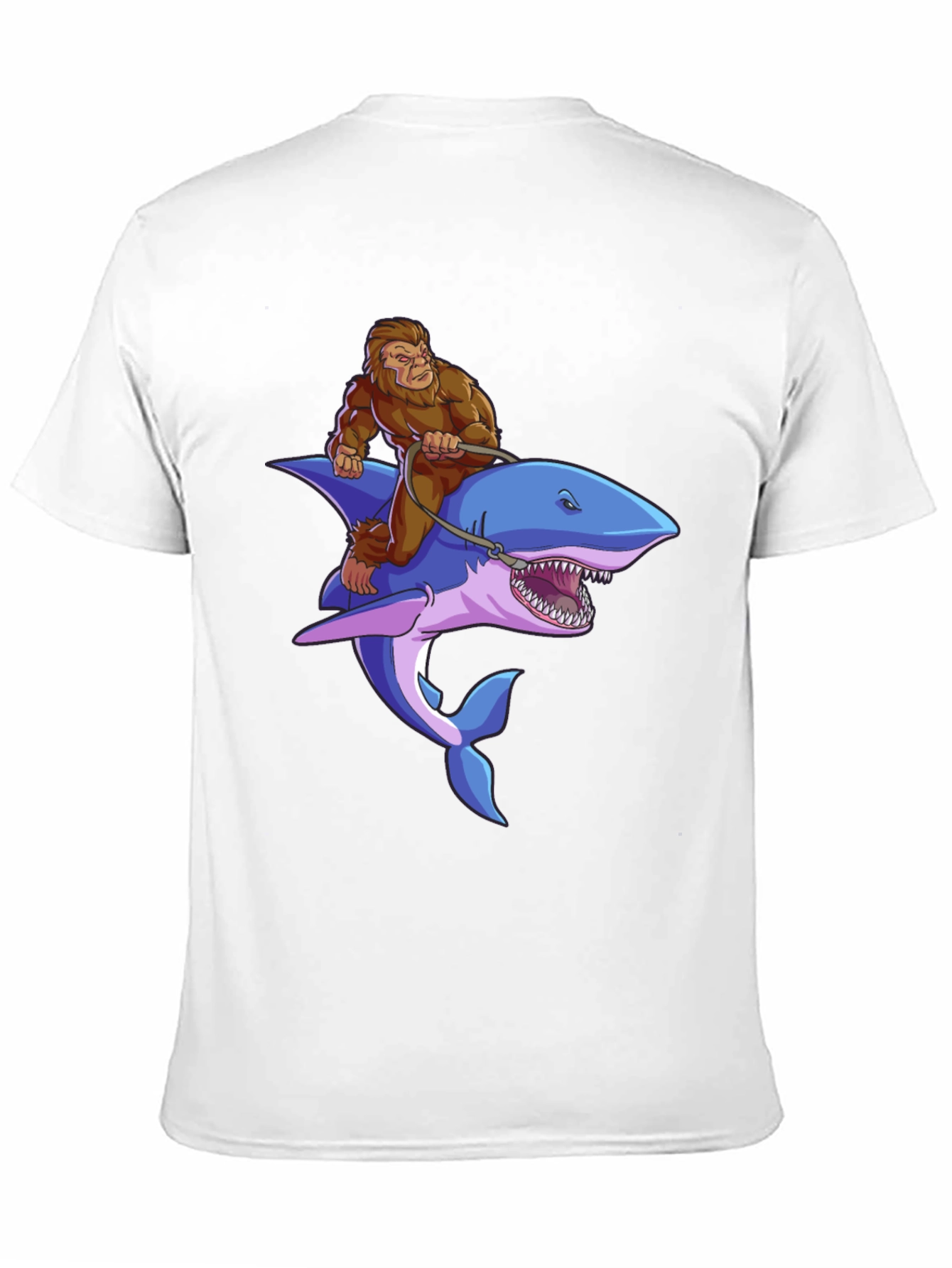 Black Bigfoot Riding Shark Graphic Tee - Black view 11