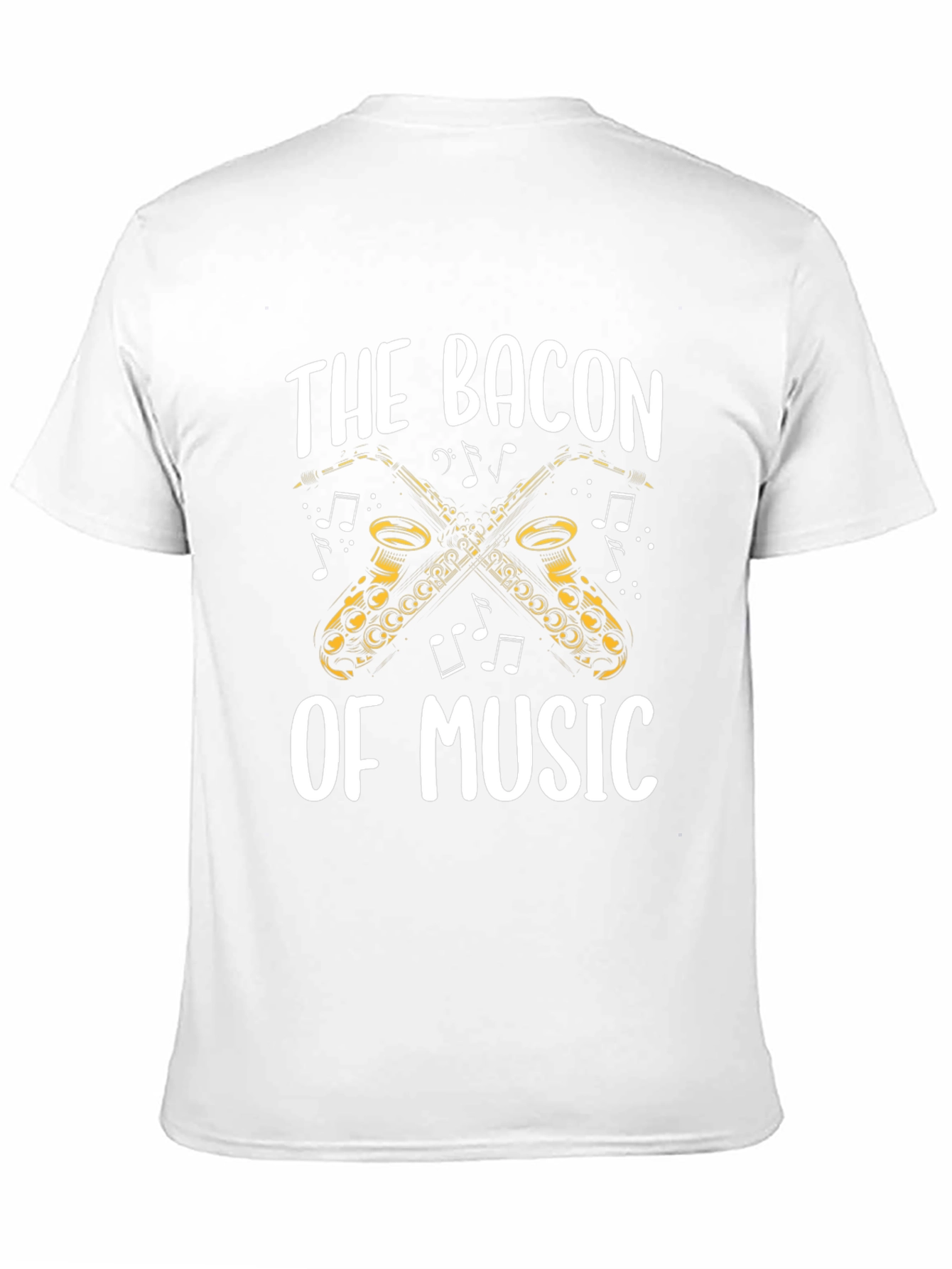 Black Bacon of Music Saxophone T-Shirt - Black Cotton Tee view 11