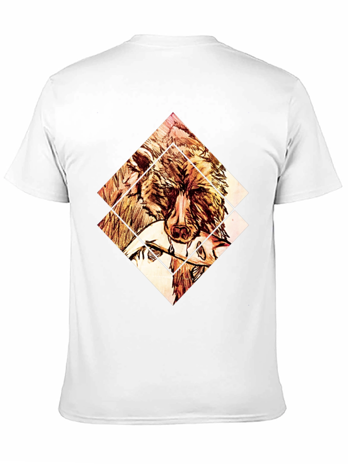 Black Geometric Bear Graphic Tee - Black Cotton view 11