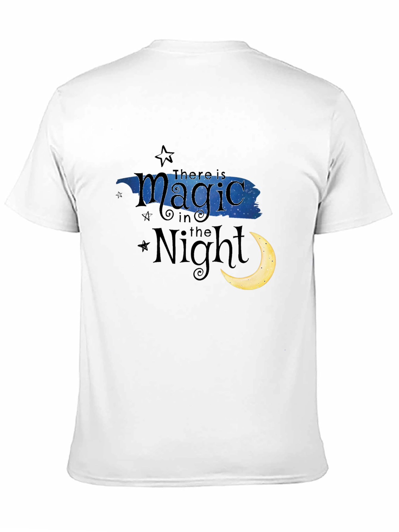 Black Magic in the Night T-Shirt - Crescent Moon & Stars Black Tee view 11