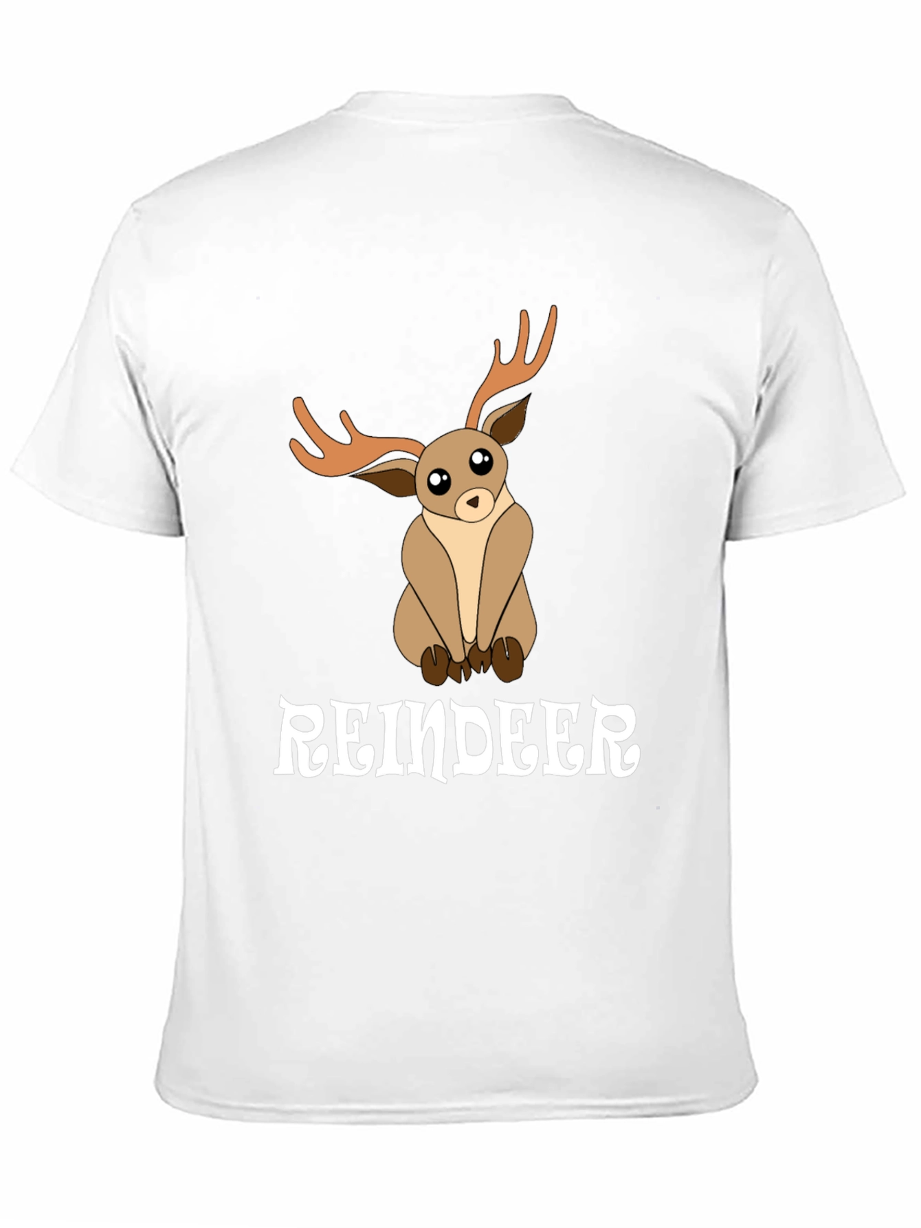 Black Cute Reindeer Graphic Tee - Black Cotton T-Shirt view 11