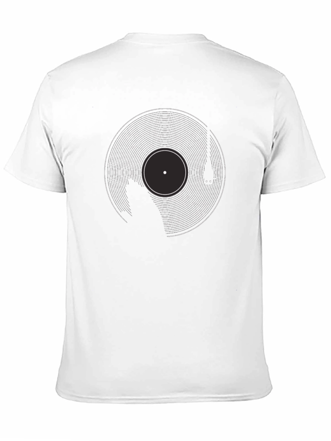 Black Retro Vinyl Record Graphic Tee - Black Cotton Blend view 11