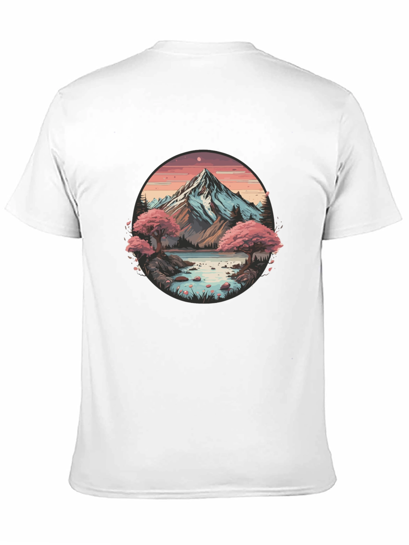 Black Mountain Lake Scene Graphic Tee - Black Casual Shirt view 11