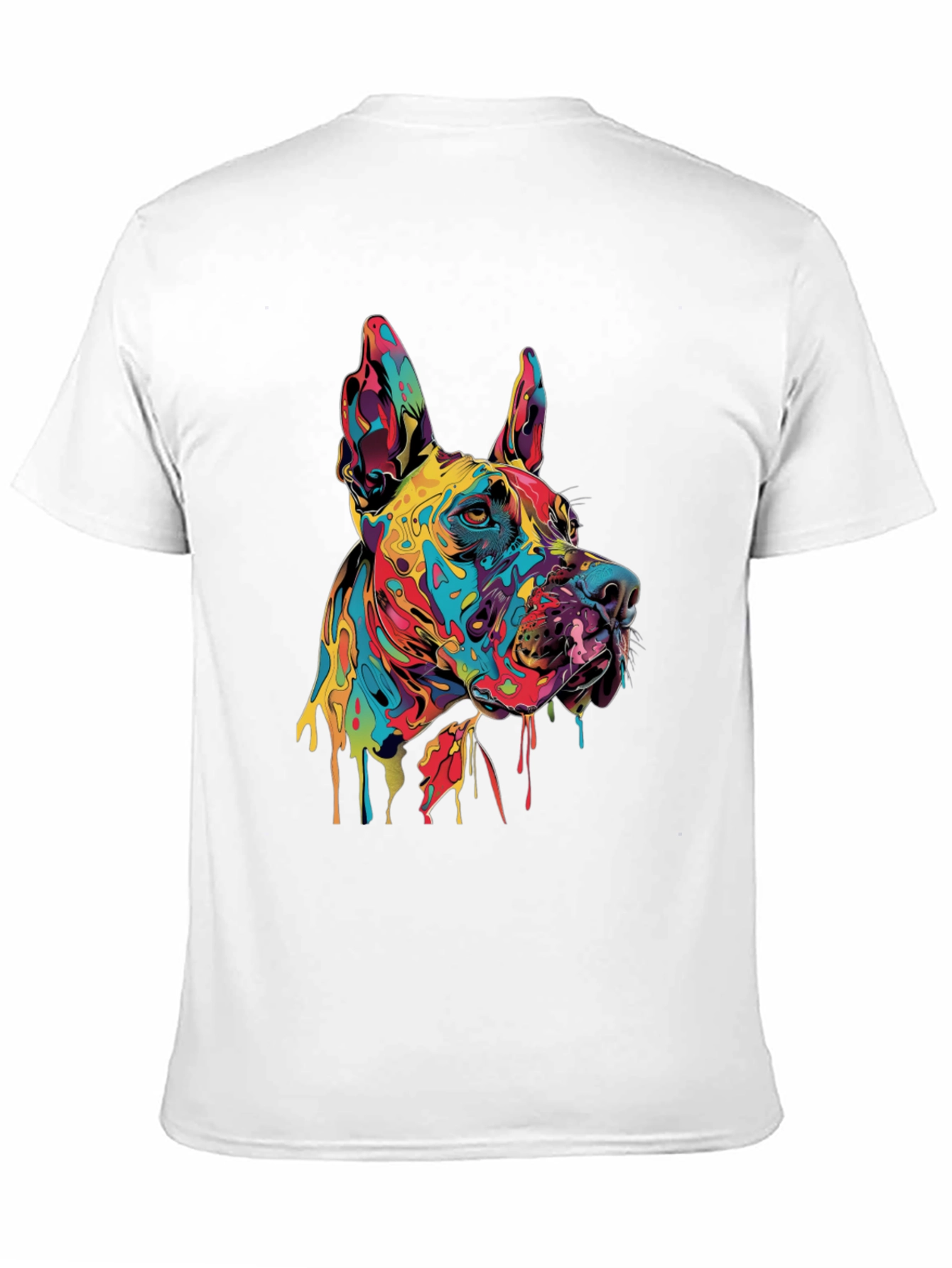 Black Colorful Dog Graphic Tee - Modern Art T-Shirt view 11