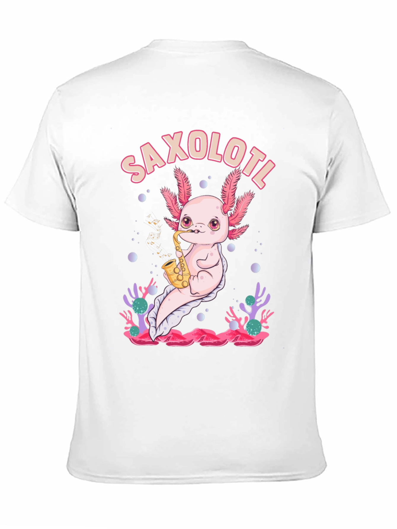 Black Saxolotl T-Shirt - Axolotl Saxophone Musician Tee view 11