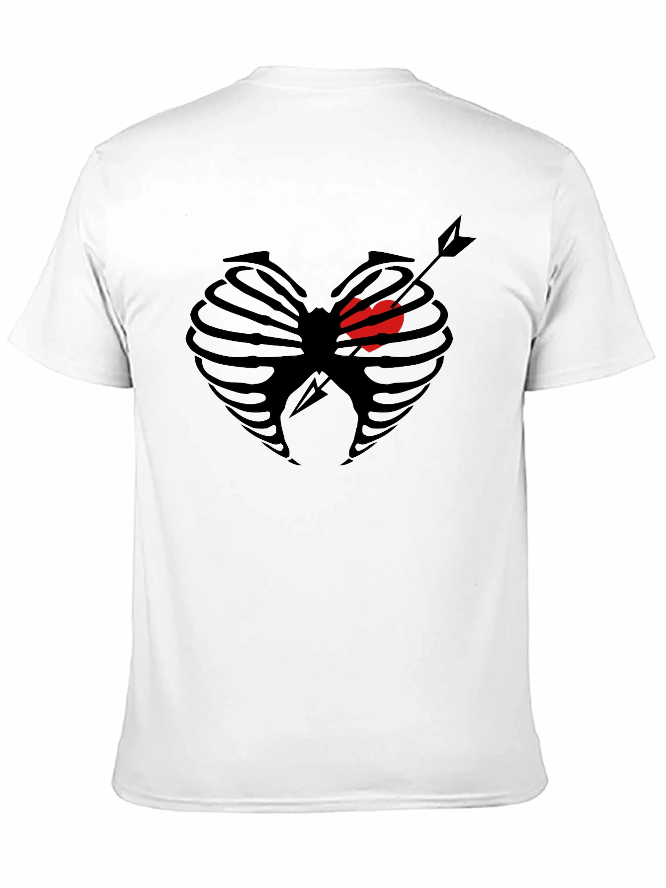 Black Heart Ribcage Arrow Graphic Tee - Black Cotton T-Shirt view 11