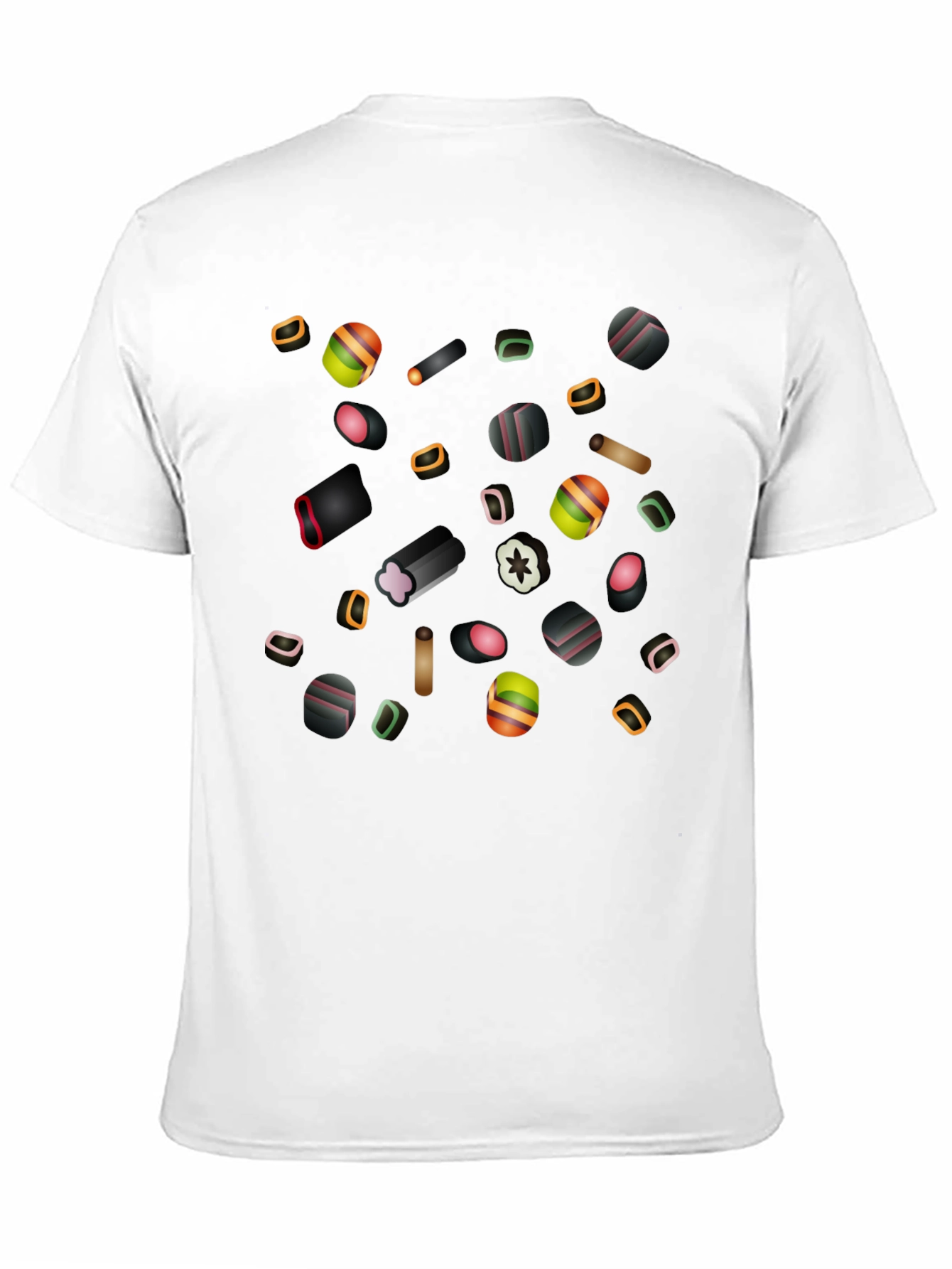 Black Liquorice Candy Print Black T-Shirt view 11