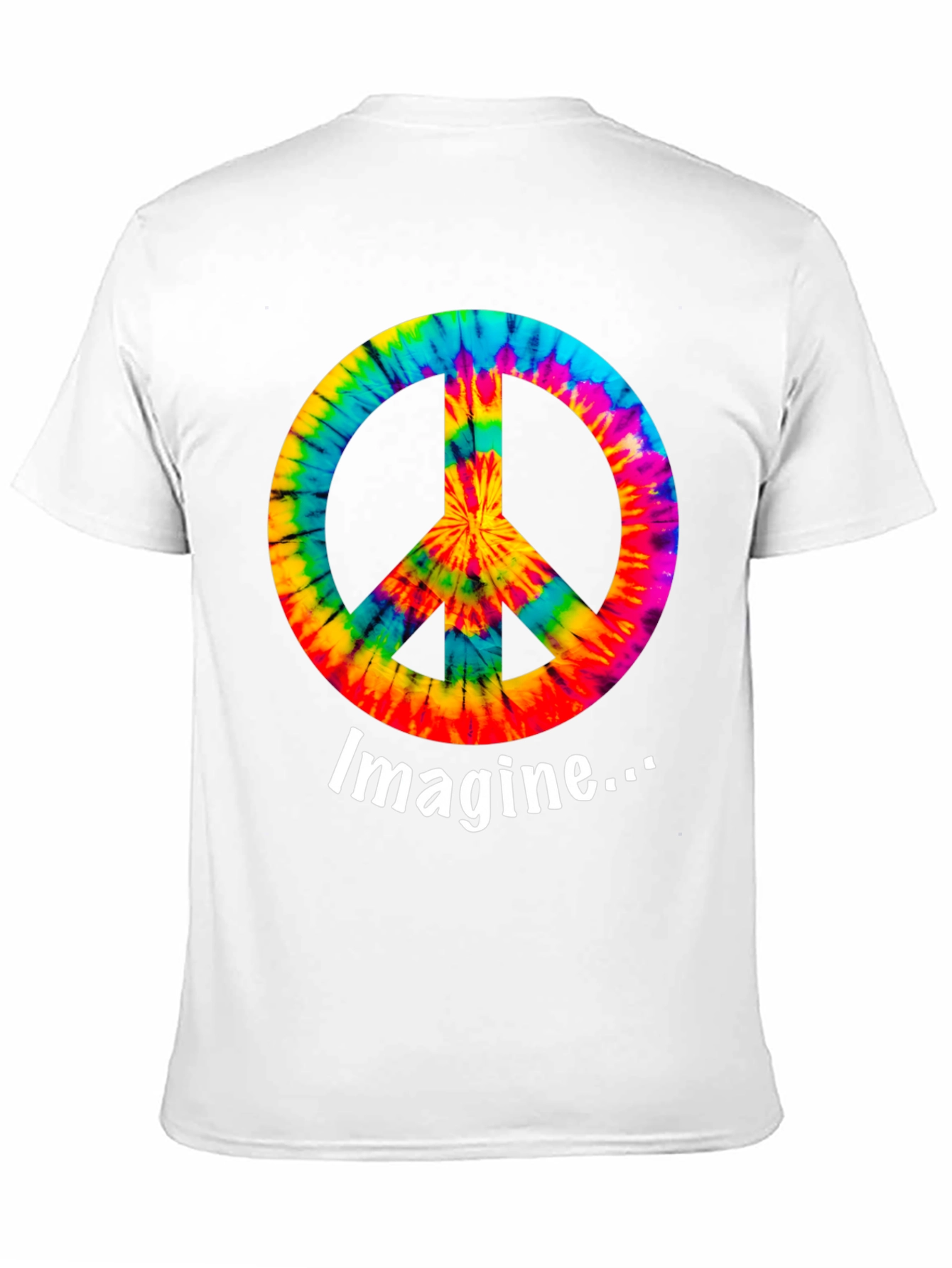 Black Imagine Peace Sign Tie-Dye Graphic T-Shirt view 11