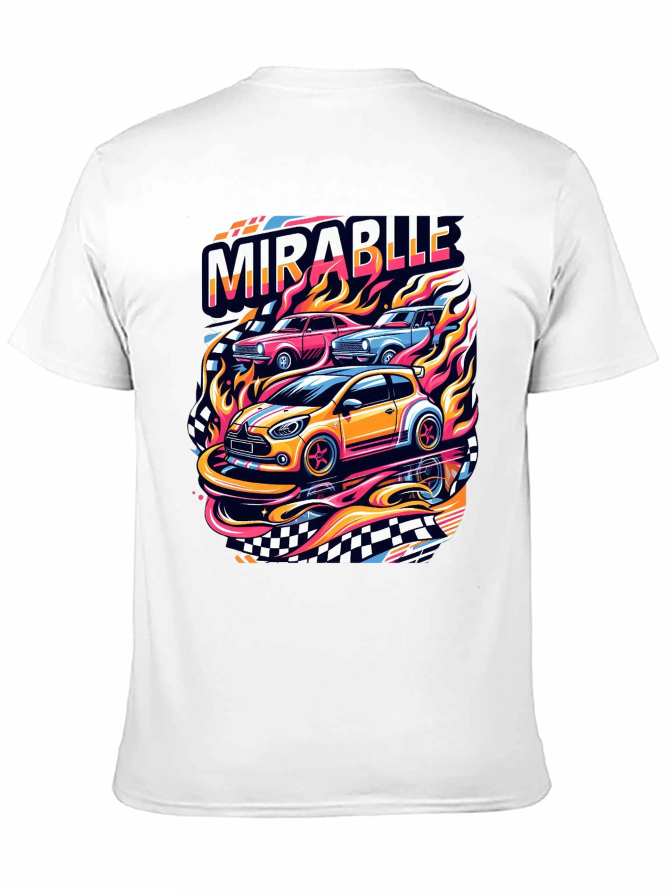 Black Mirablle Cars Graphic T-Shirt - Retro Racing Style view 11