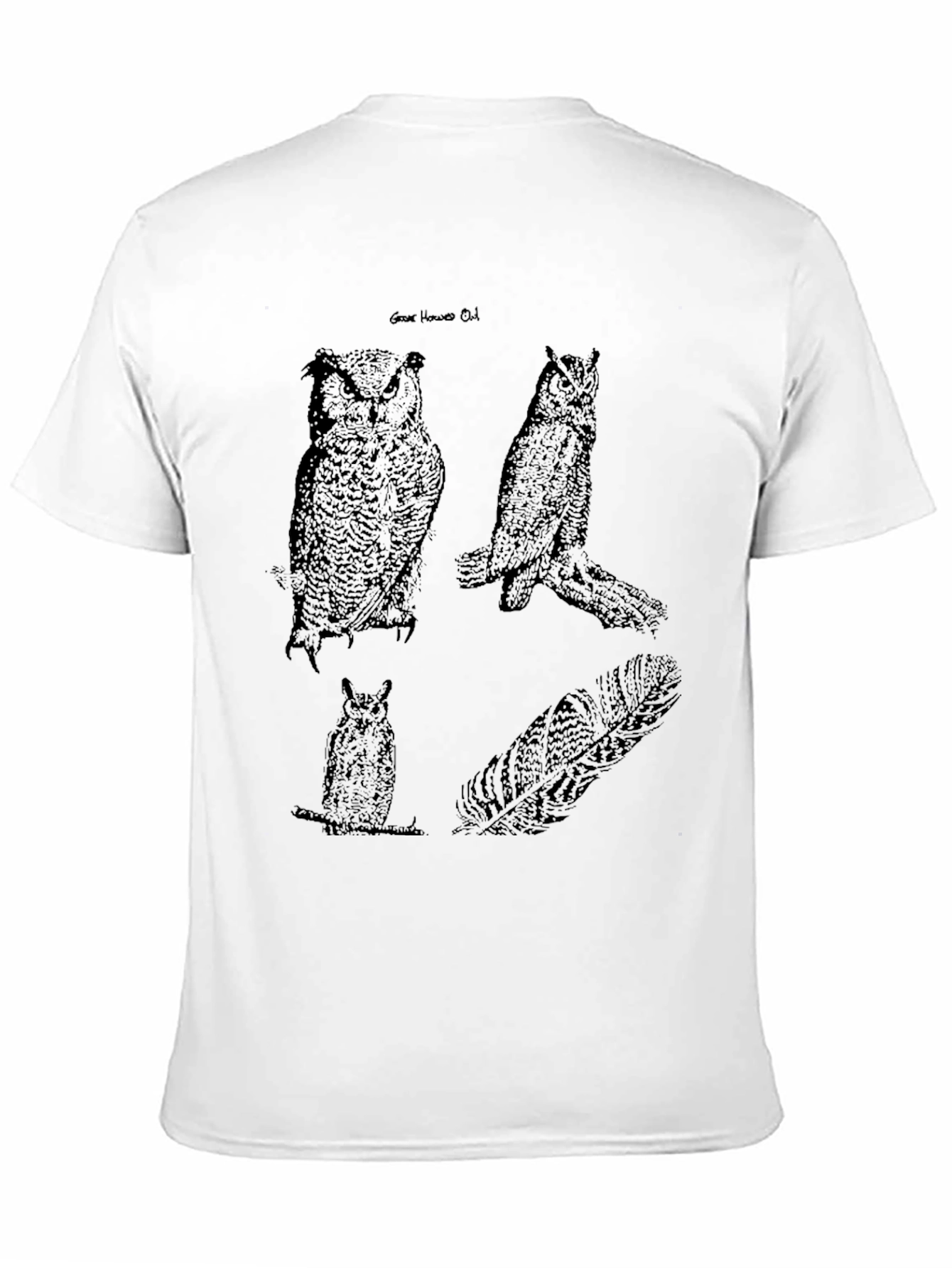 Black Vintage Owl Graphic Print T-Shirt - Black view 11
