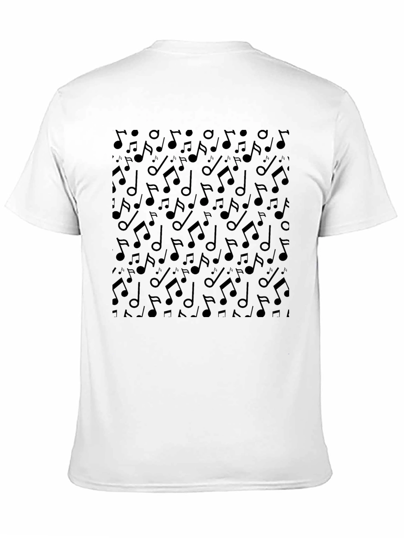 Black Musical Note Pattern T-Shirt - Black view 11