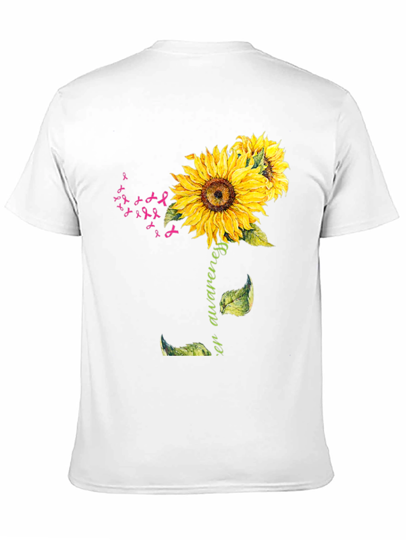 Black Sunflower Breast Cancer Awareness T-Shirt view 11