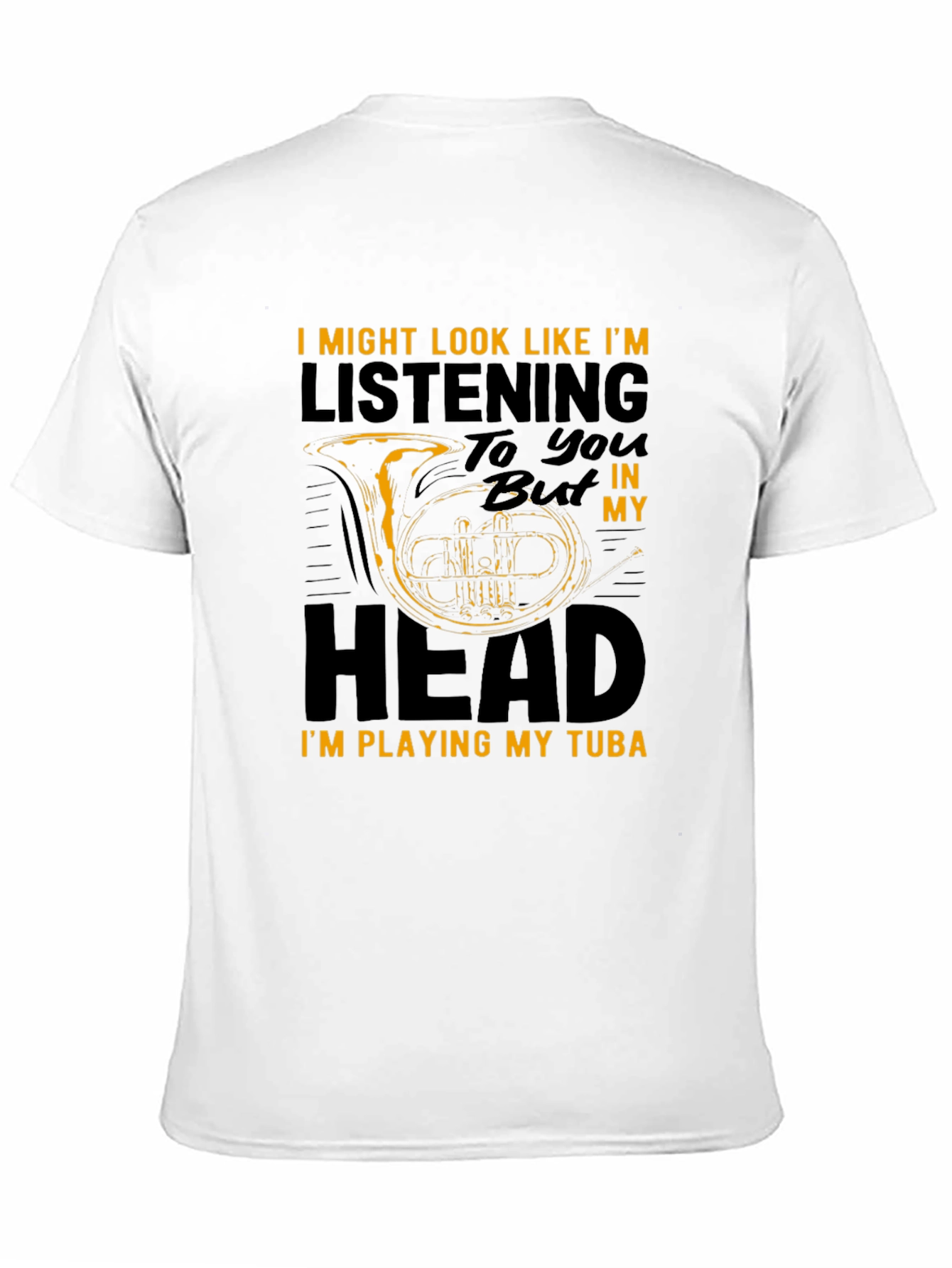 Black Tuba Player T-Shirt - "Listening" Graphic Tee view 11