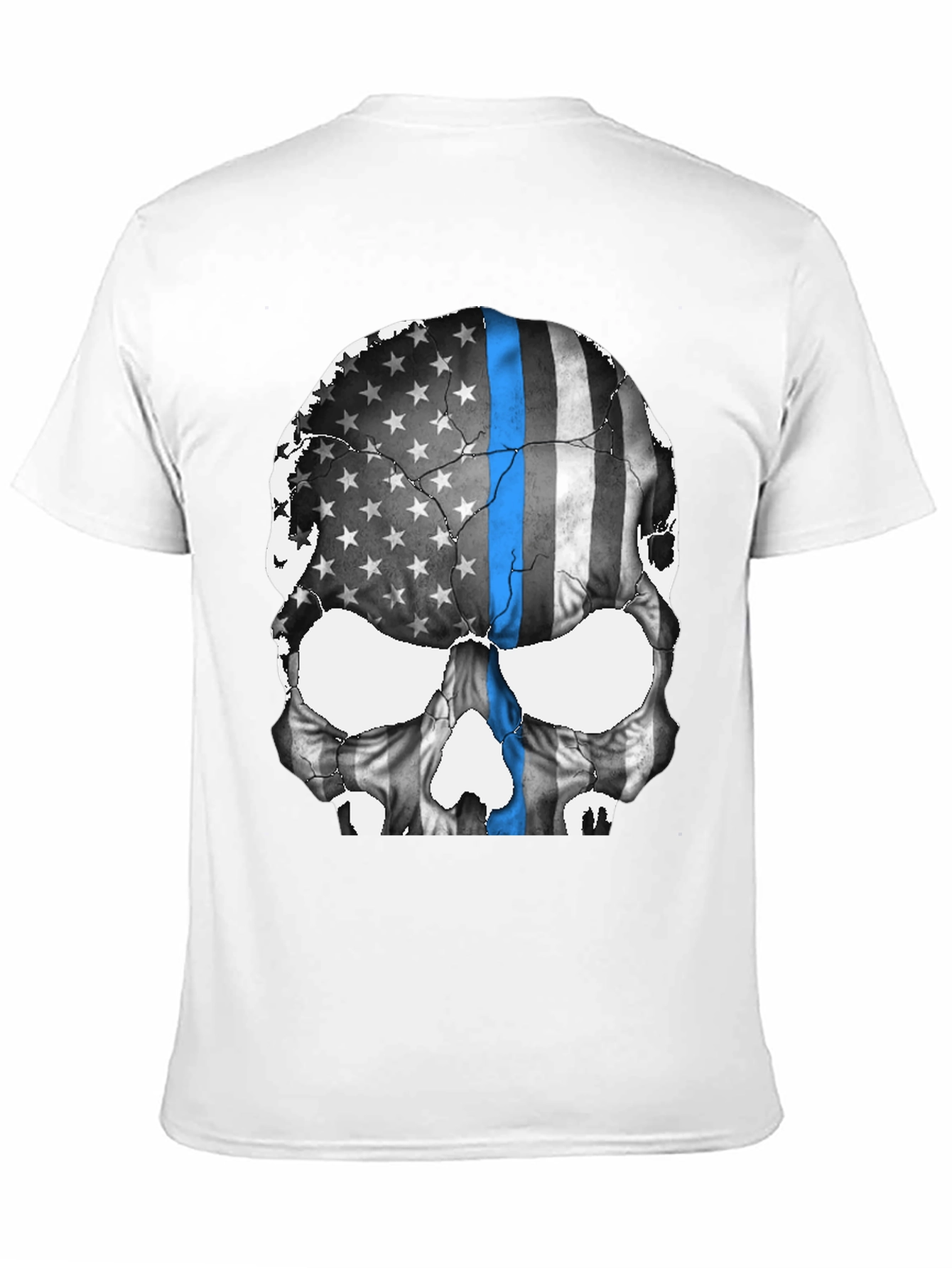 Black Skull Flag Graphic Tee - Thin Blue Line Support view 11