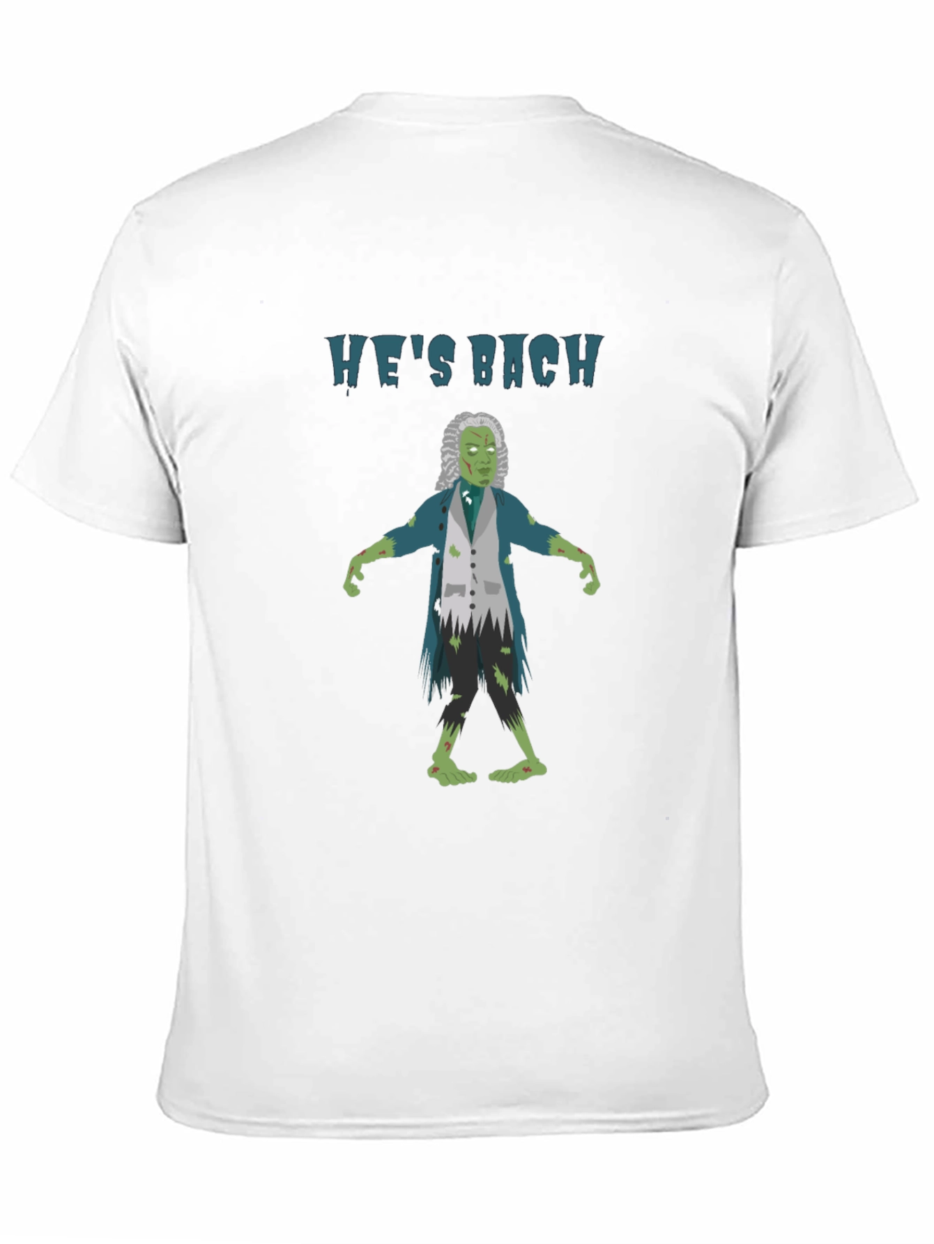 Black He's Bach Zombie T-Shirt: Musical Horror Humor view 11