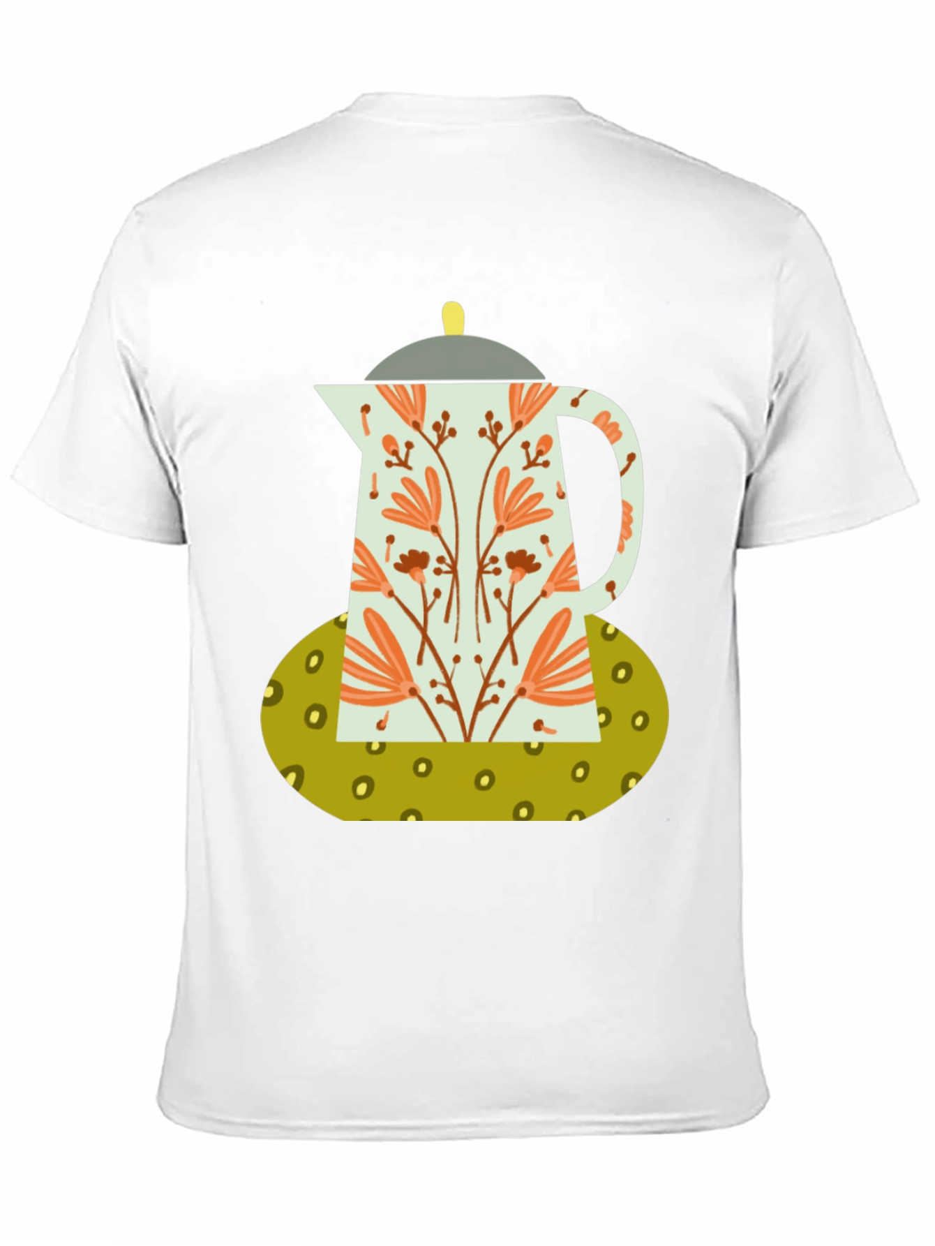 Black Floral Coffee Pot Graphic Tee - Black Cotton Blend view 11